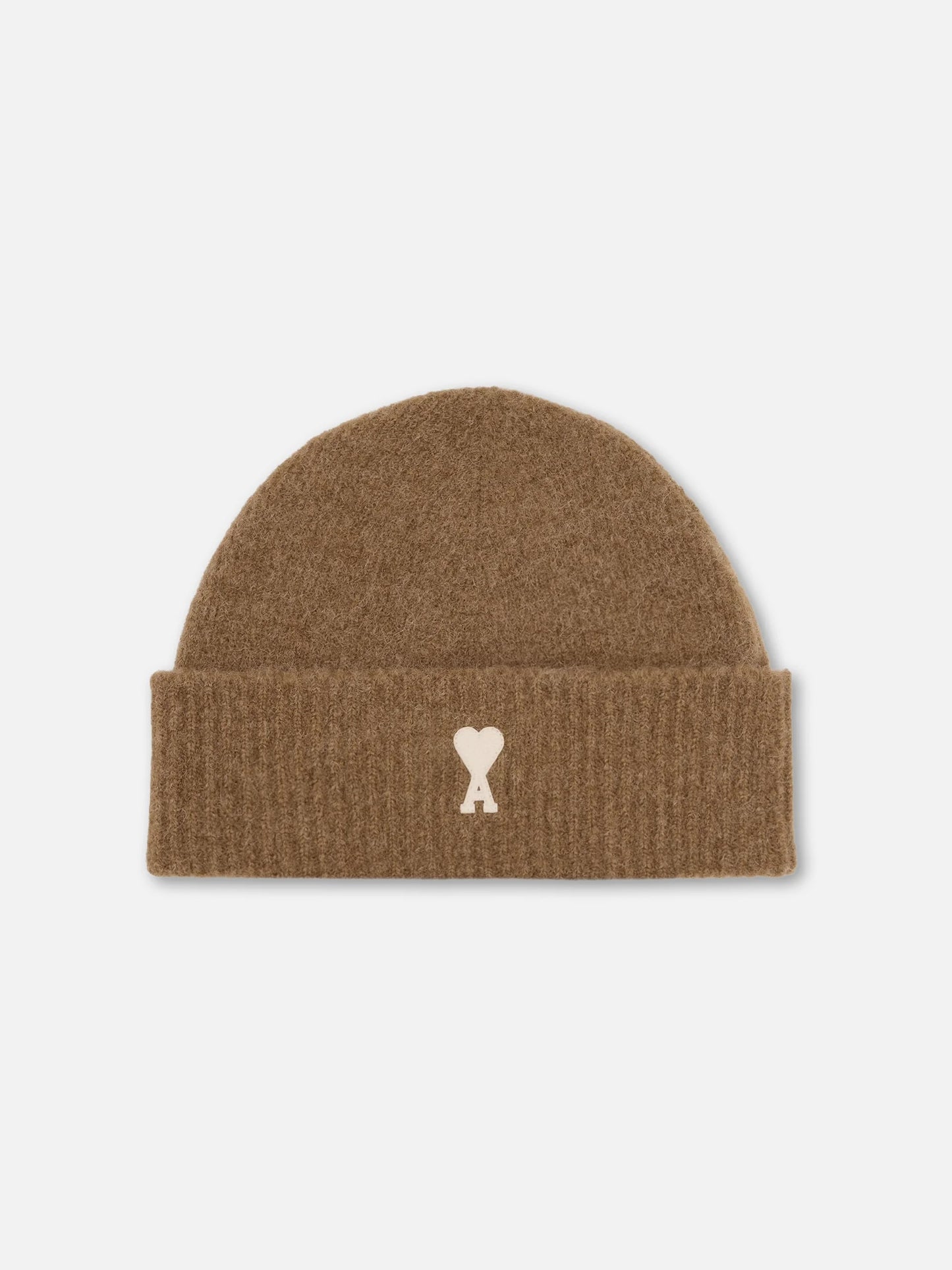 AMI PARIS - Ami De Coeur Mütze aus Alpakastrick in Braun / Off-White - Brown / Off-White