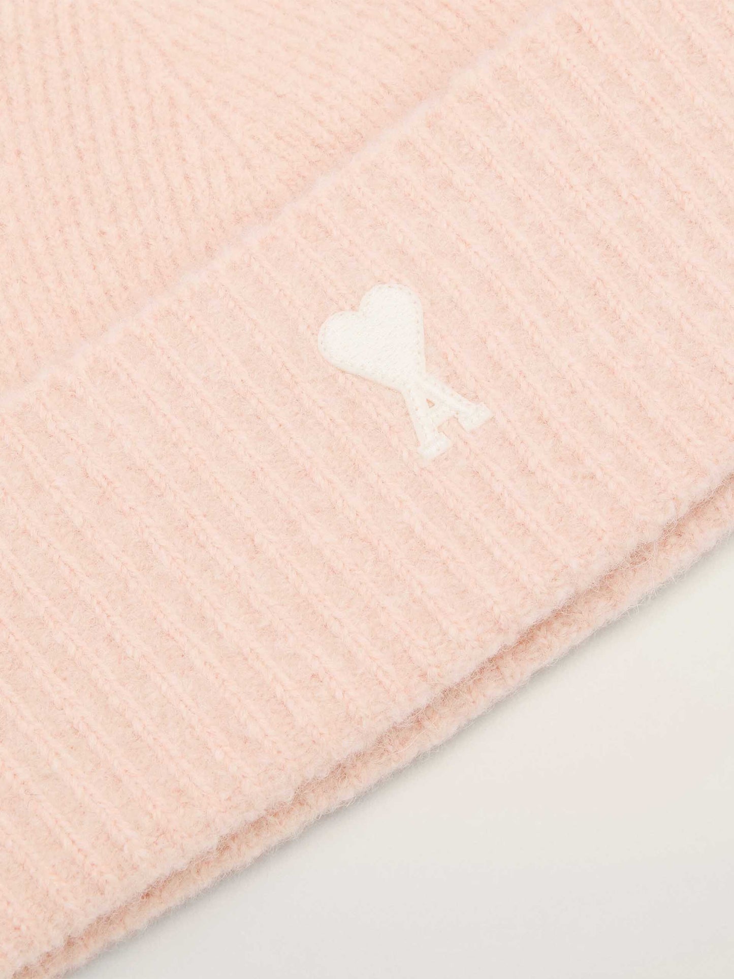 AMI PARIS - Ami De Coeur Mütze aus Alpakastrick in Rosa / Off-White - Pink / Off-White