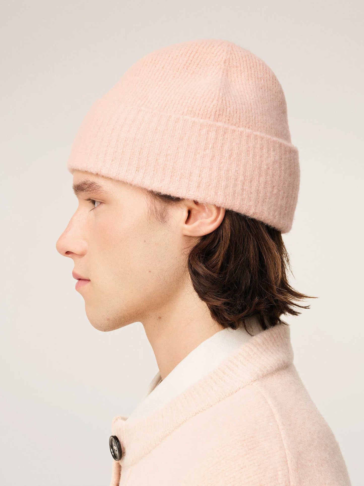AMI PARIS - Ami De Coeur Mütze aus Alpakastrick in Rosa / Off-White - Pink / Off-White