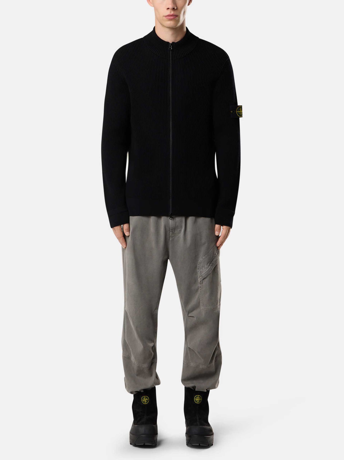 STONE ISLAND - Strickjacke aus gerippter Wolle für Herren