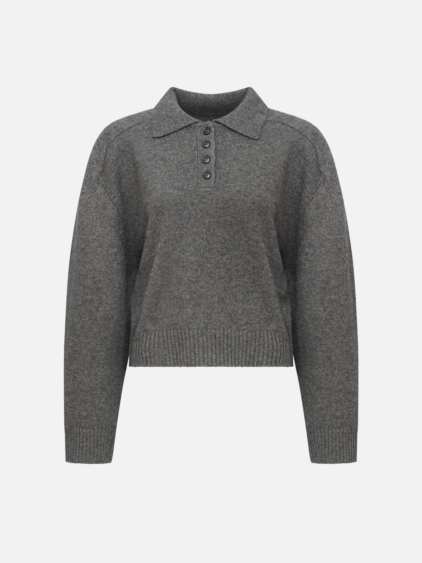 LOULOU DE SAISON - Homere Polo-Pullover für Damen in Anthrazit Grau - Anthracite grey