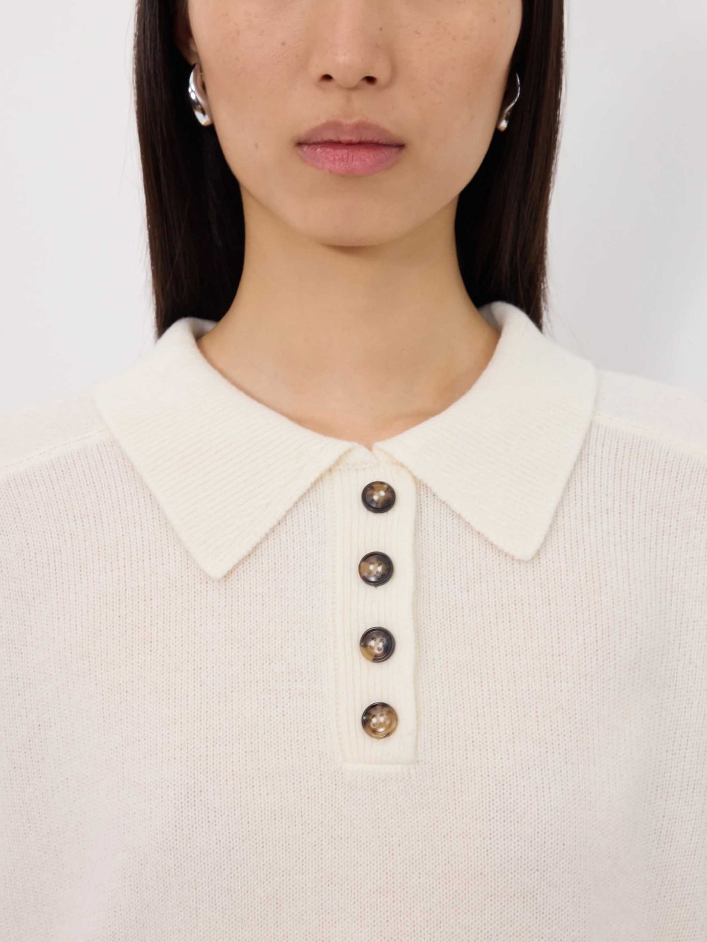 LOULOU DE SAISON - Homere Polo-Pullover für Damen in Cremeweiß - Cream white