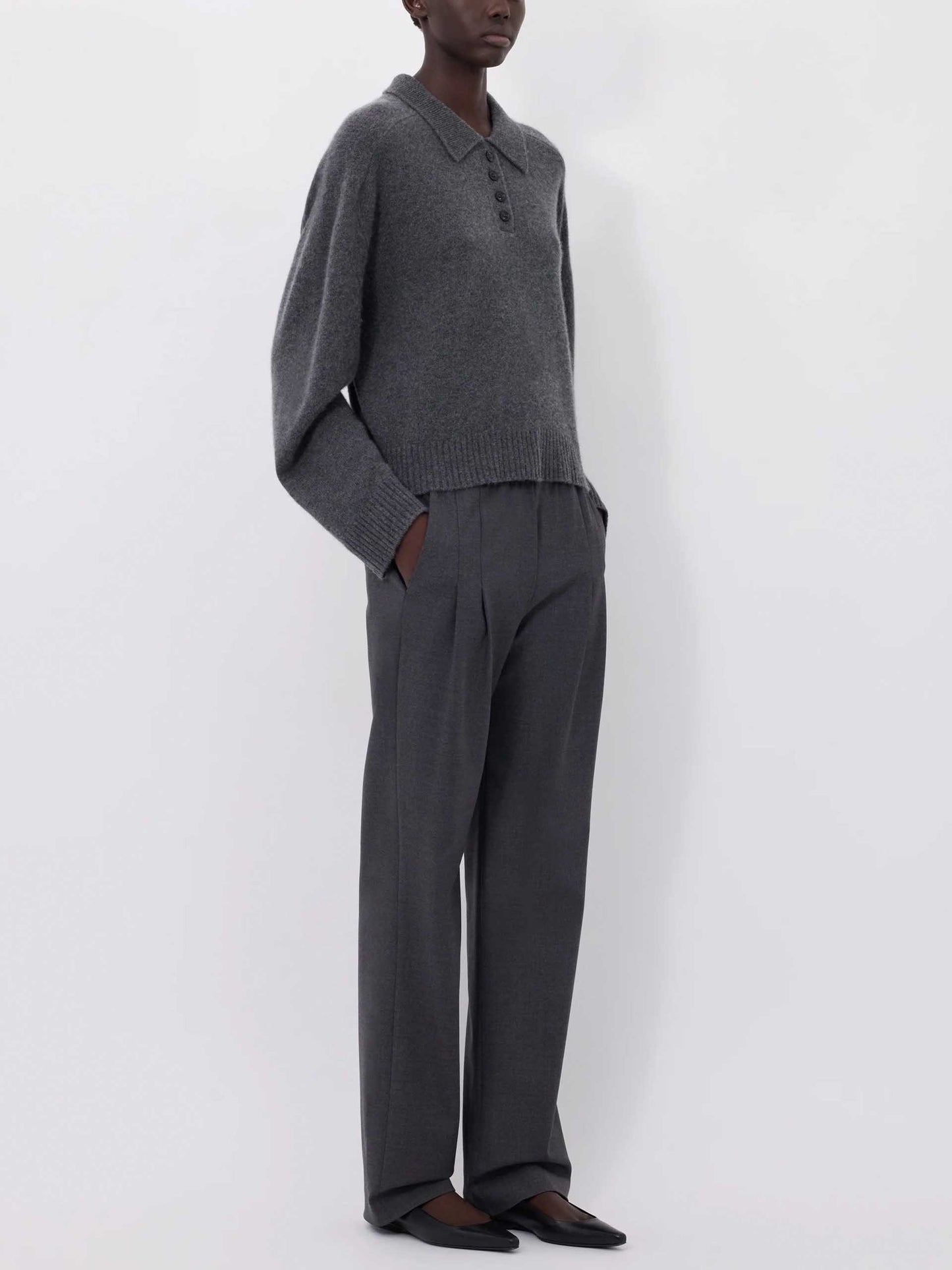 LOULOU DE SAISON - Homere Polo-Pullover für Damen in Anthrazit Grau - Anthracite grey