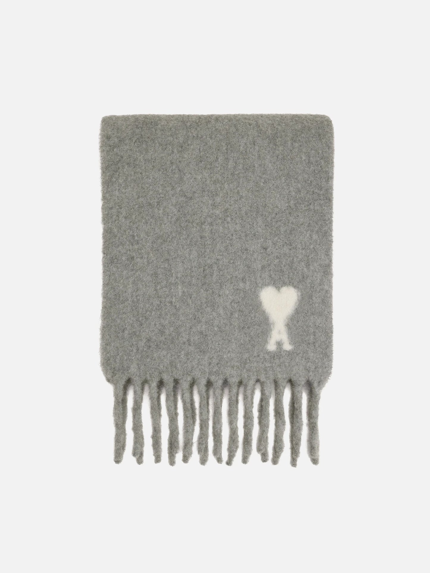 AMI PARIS - Schal Ami De Coeur mit Logo-Stickerei in Grau / Weiß - Grey / White