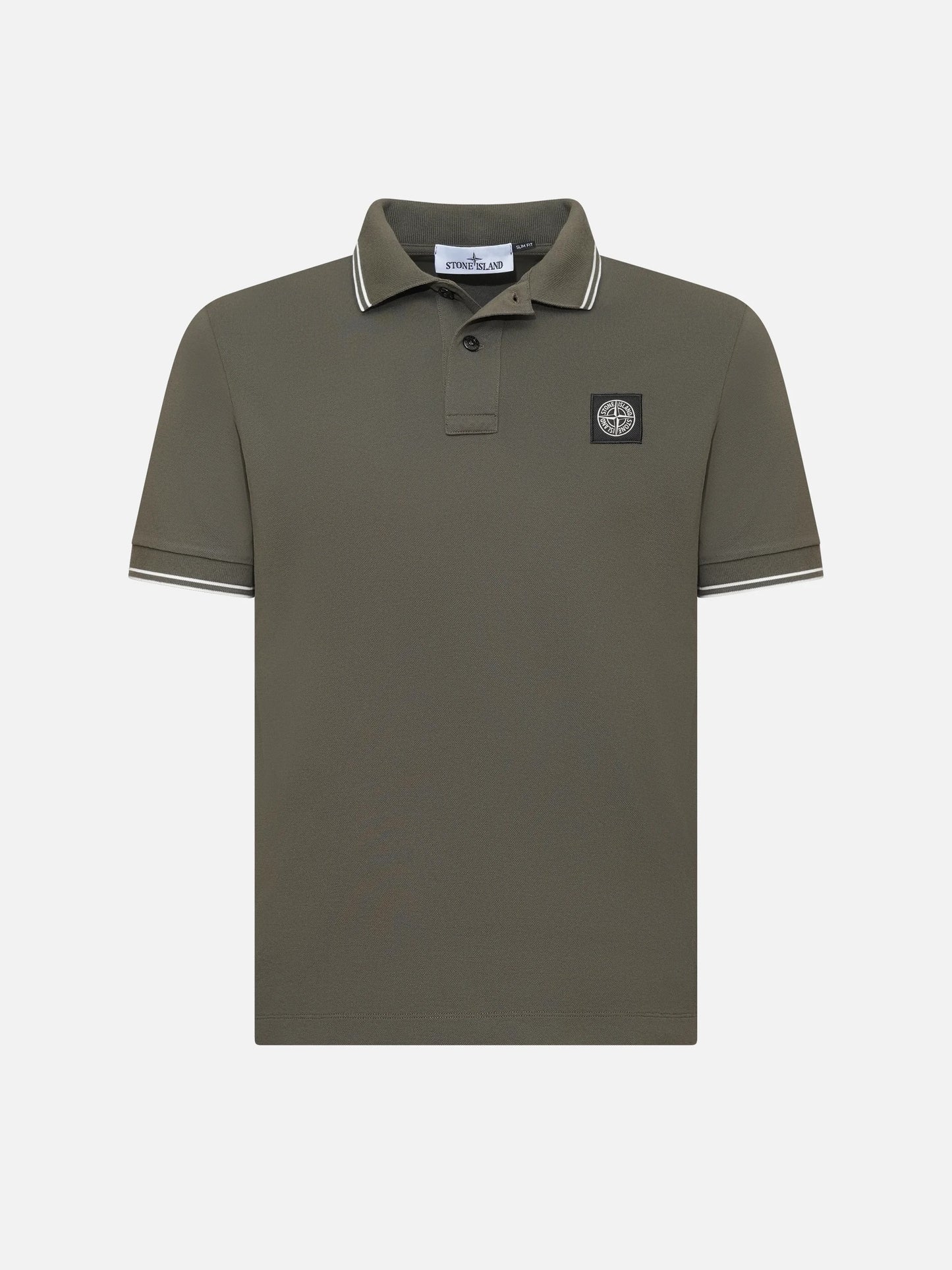 STONE ISLAND - Poloshirt mit Logo-Patch für Herren in Militärgrün - Military green