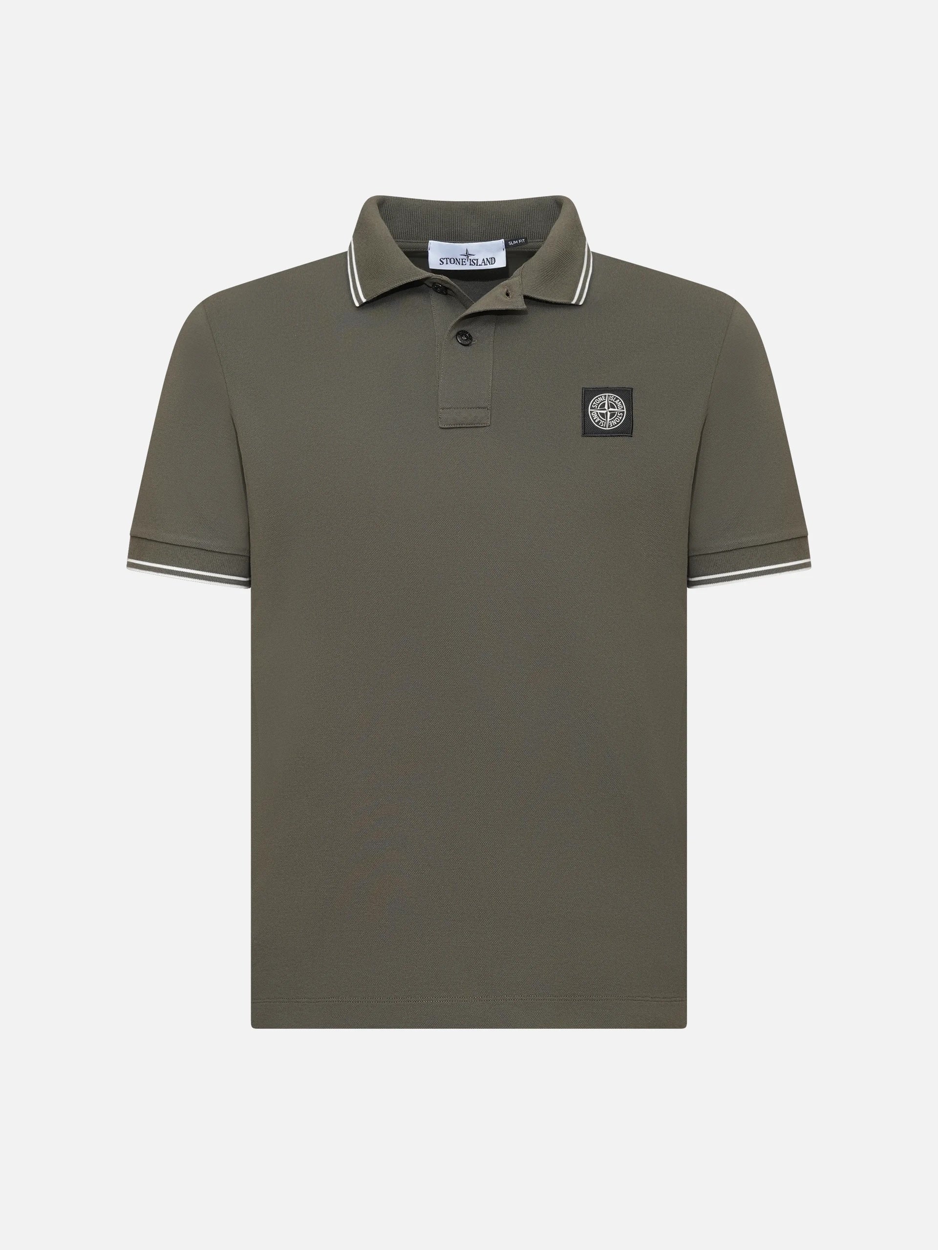STONE ISLAND - Poloshirt mit Logo-Patch für Herren in Militärgrün - Military green