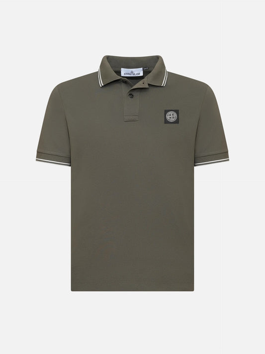 STONE ISLAND - Poloshirt mit Logo-Patch für Herren in Militärgrün - Military green