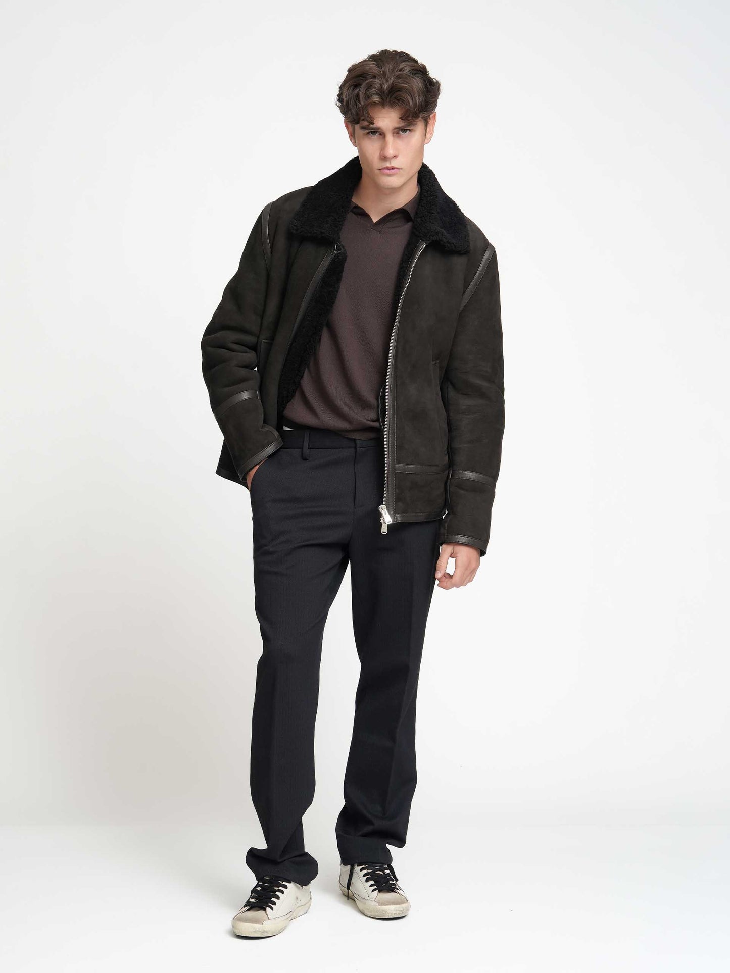 DONDUP - Shearling-Jacke aus Veloursleder für Herren