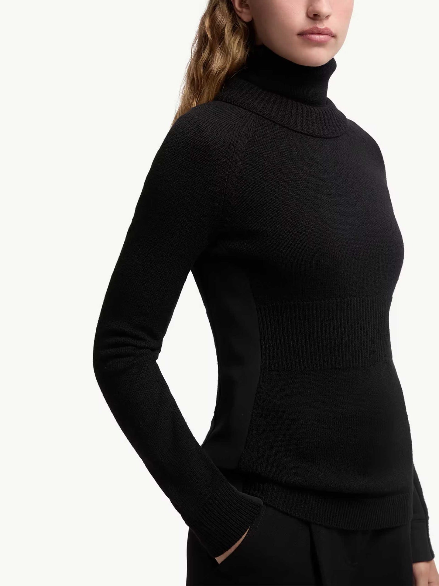 MONCLER GRENOBLE - Rollkragenpullover aus Wolle für Damen in Schwarz - Black