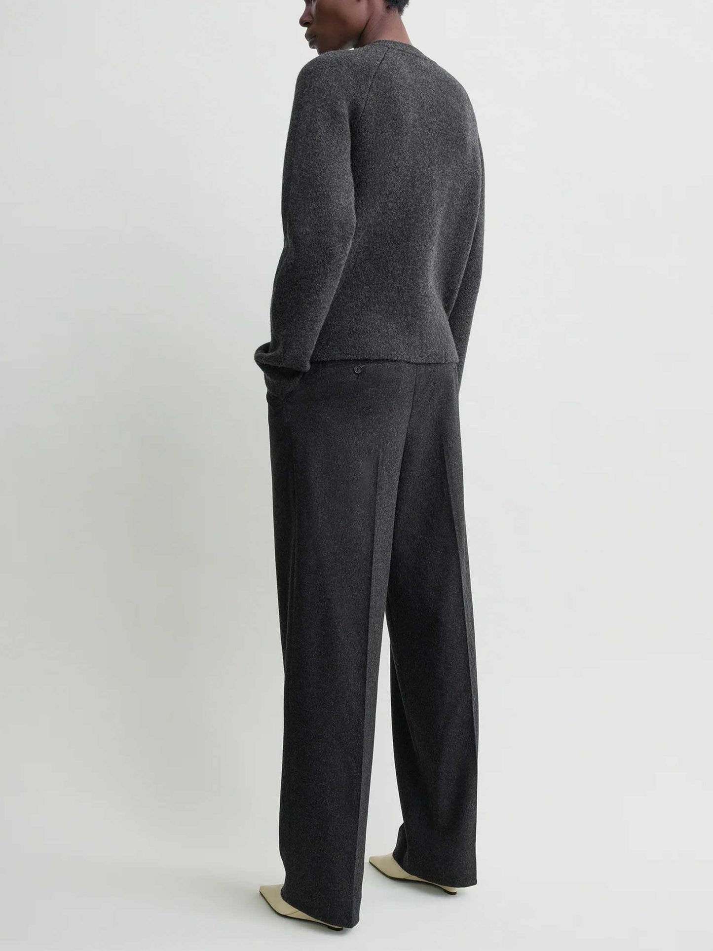 TOTEME - Hammered Button Cardigan in Charcoal Melange