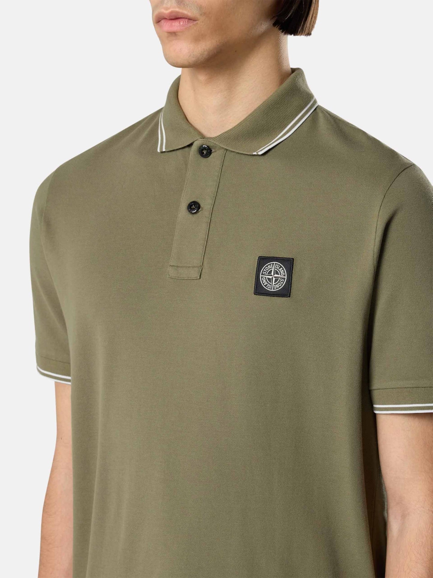 STONE ISLAND - Poloshirt mit Kompass-Patch für Herren in Militärgrün - Military green