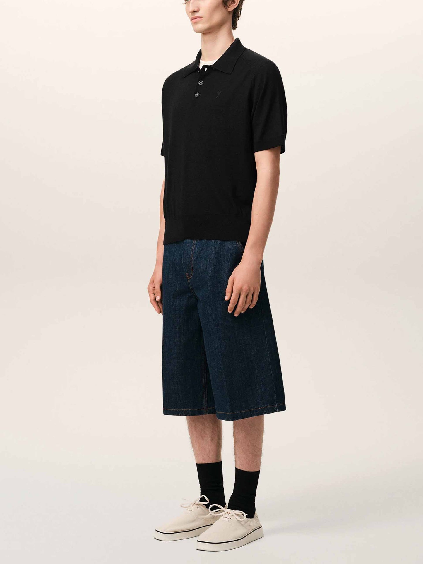 AMI PARIS - Strickpolo Ami De Coeur für Herren Schwarz - Black