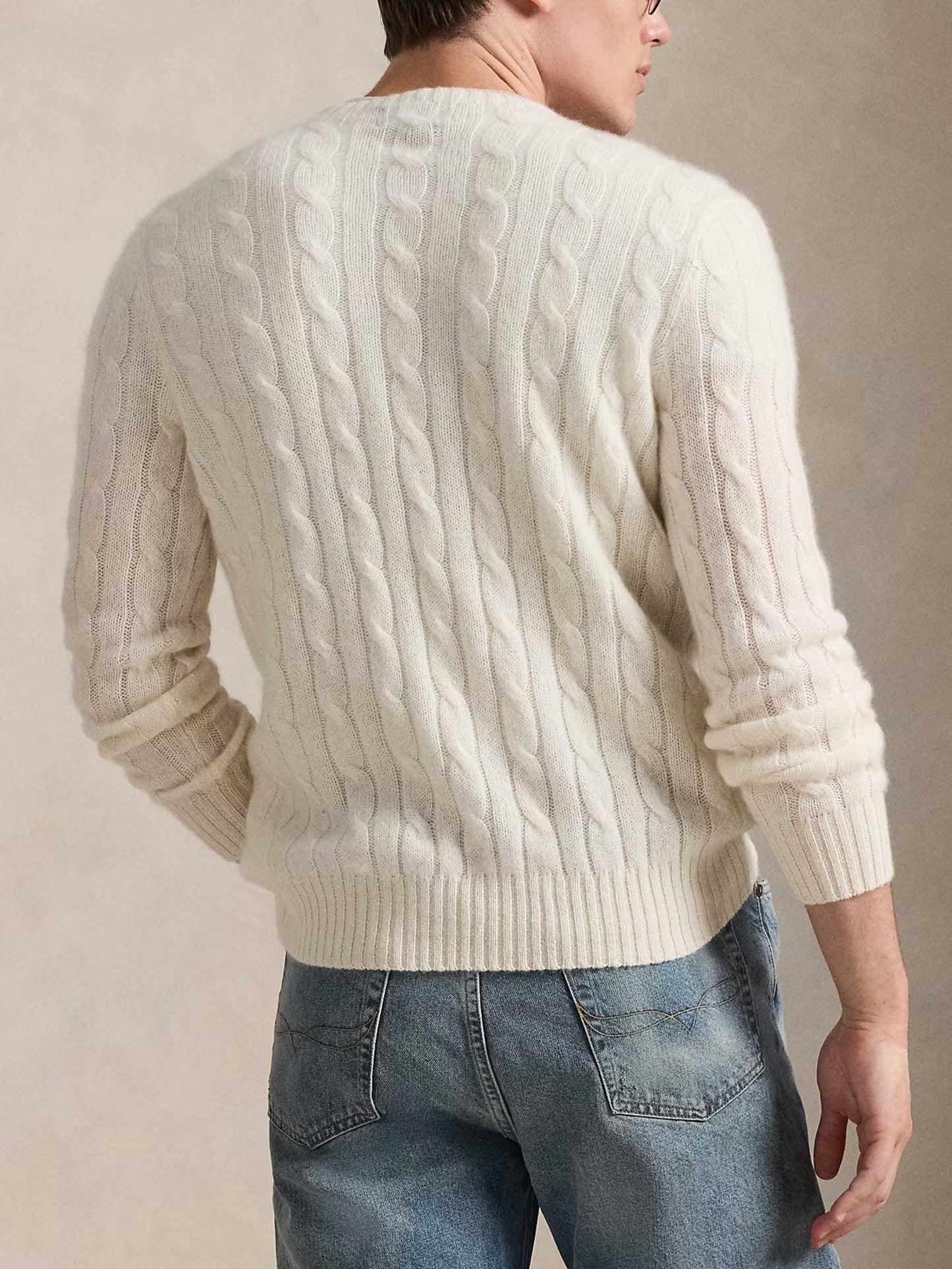 POLO RALPH LAUREN - Kaschmir-Pullover mit Zopfmuster Creme - Cream