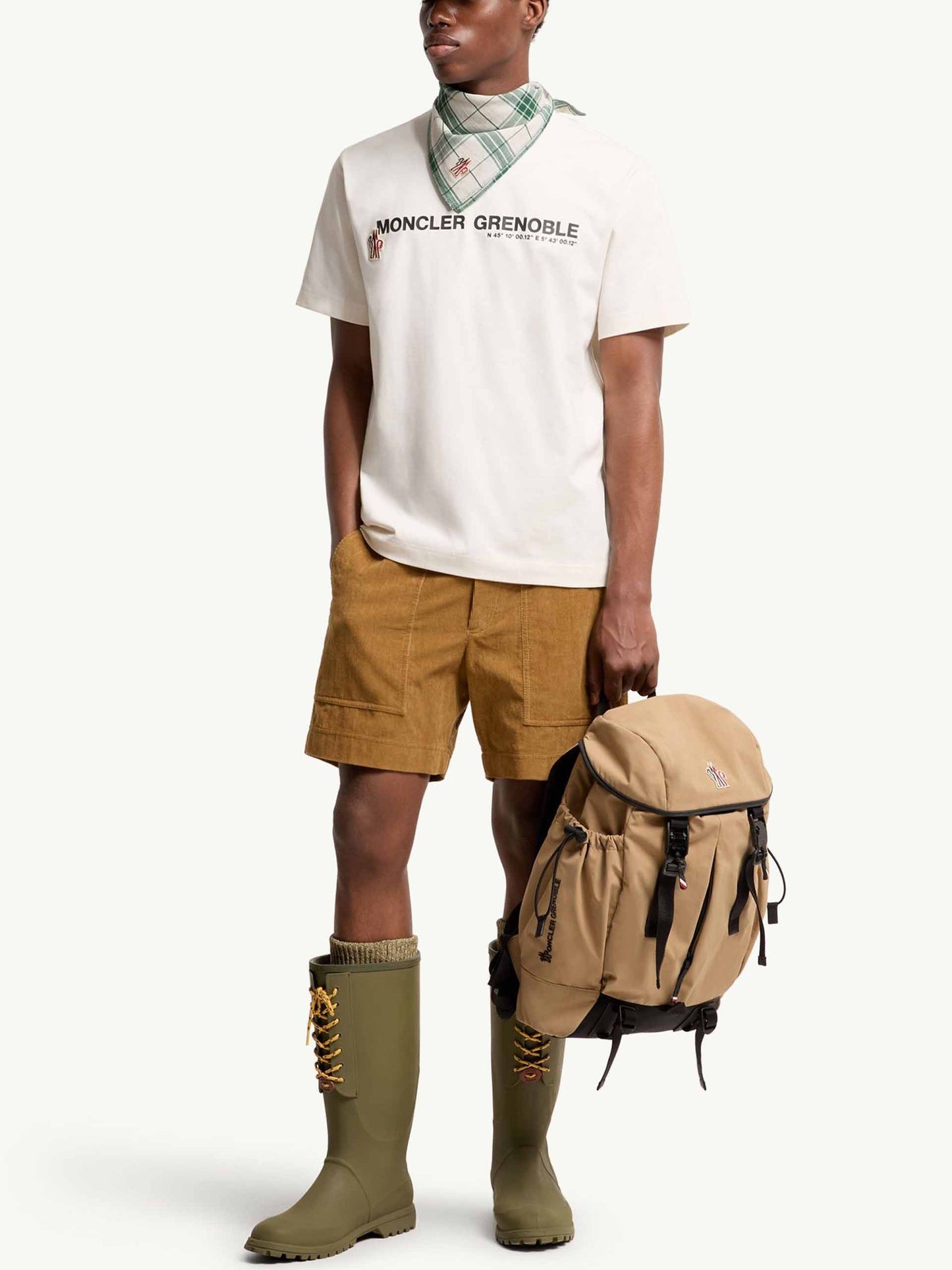 MONCLER GRENOBLE - T-Shirt mit Logo-Print für Herren Off-White