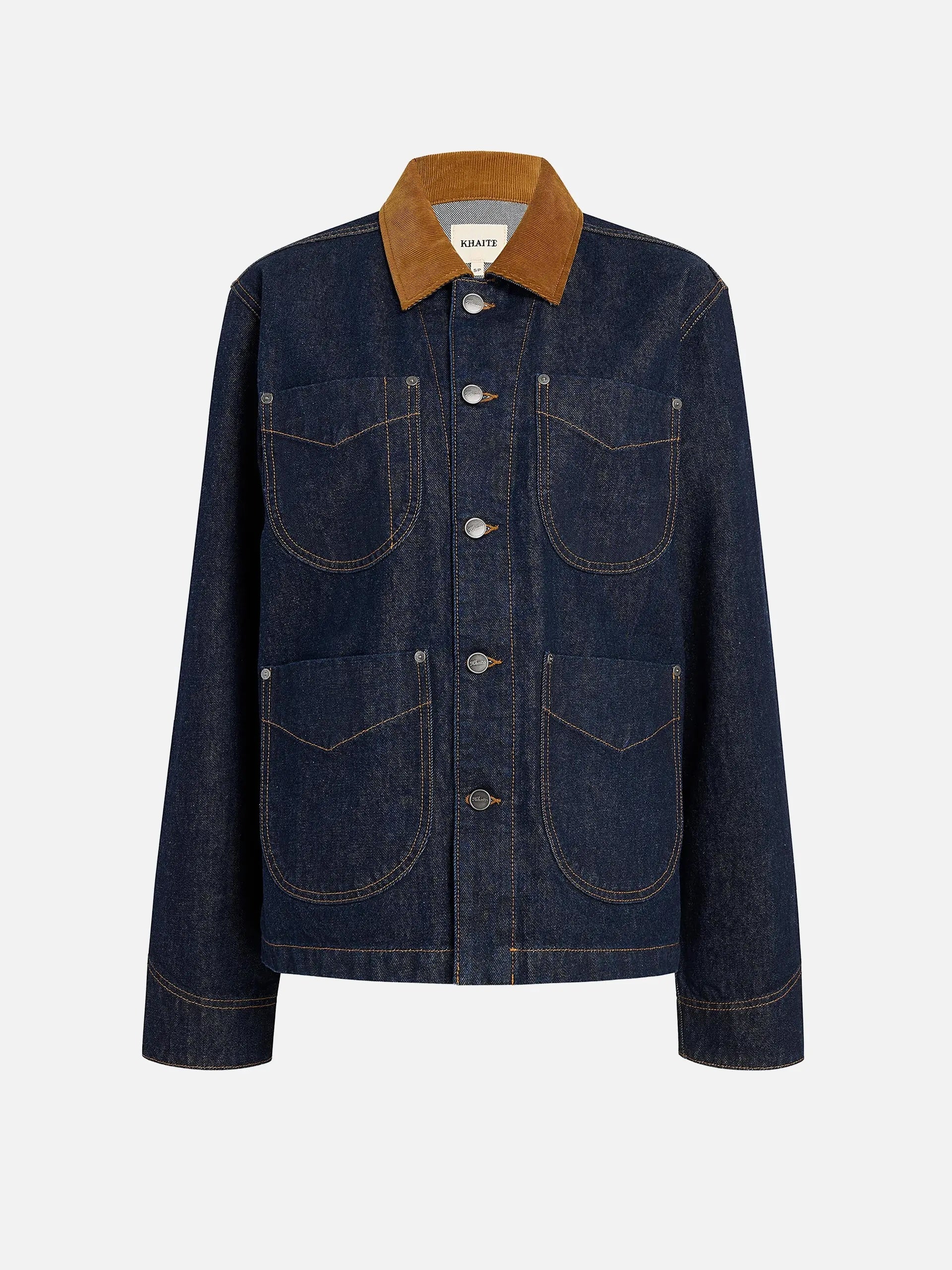 KHAITE - Wyatt denim jacket with corduroy collar for women – NEW