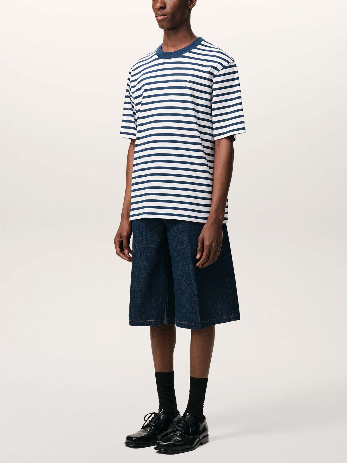 AMI PARIS - Gestreiftes T-Shirt Marinière aus Baumwolljersey Blau Weiß