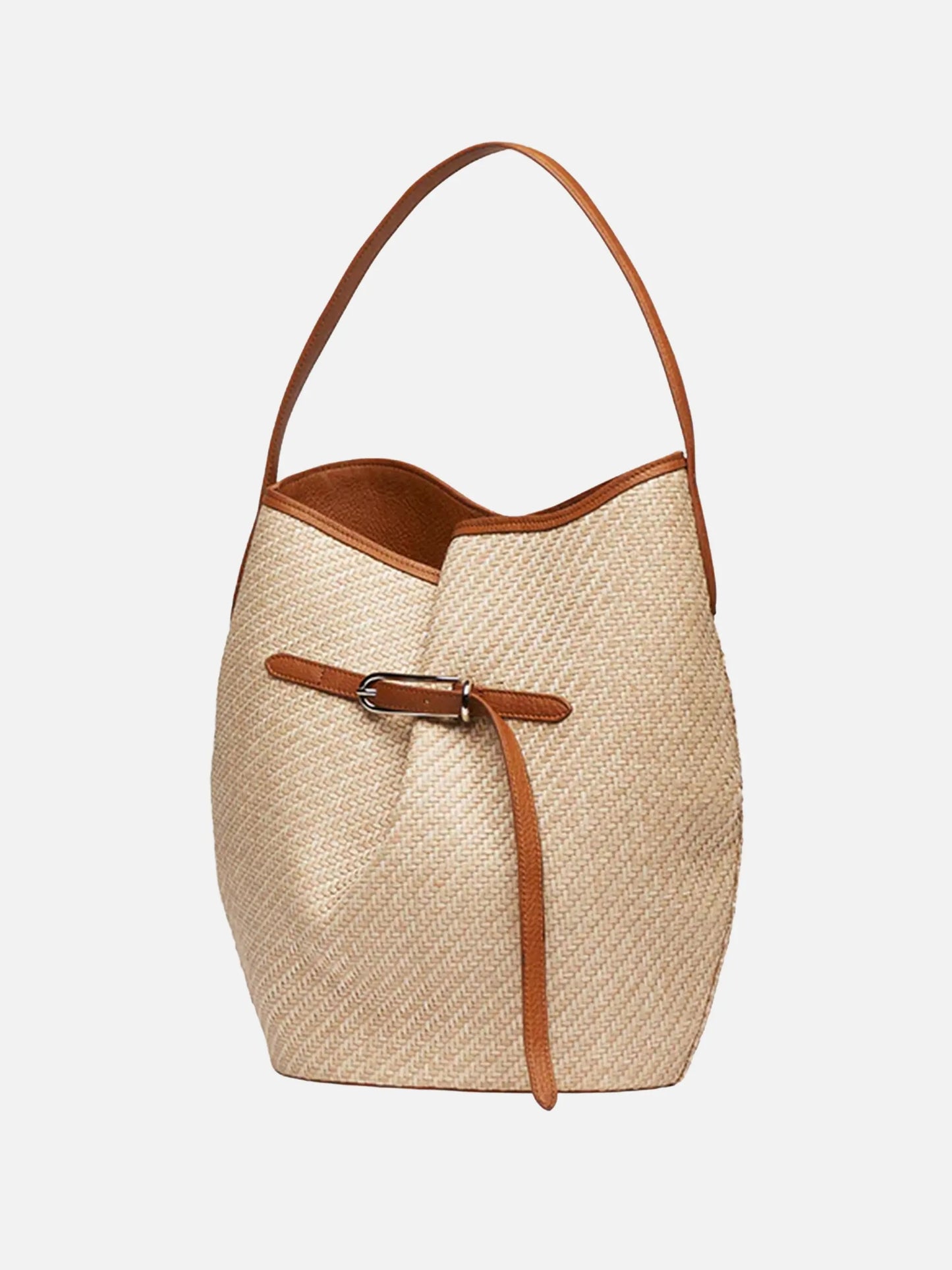 LIFFNER - Bucket Bag Large aus Raffia Beige