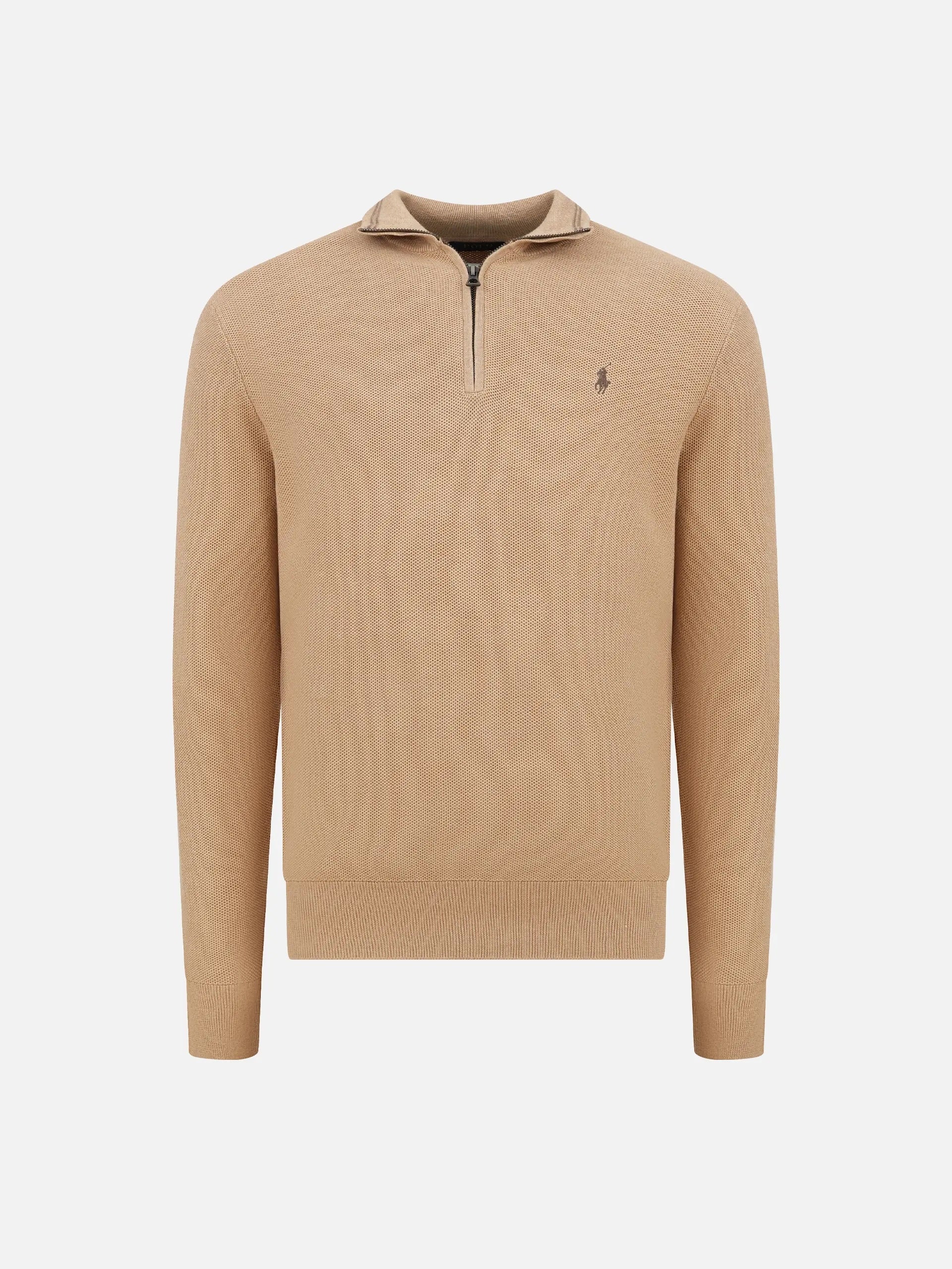 POLO RALPH LAUREN - Quarter-zip cotton piqué sweater for men – NEW