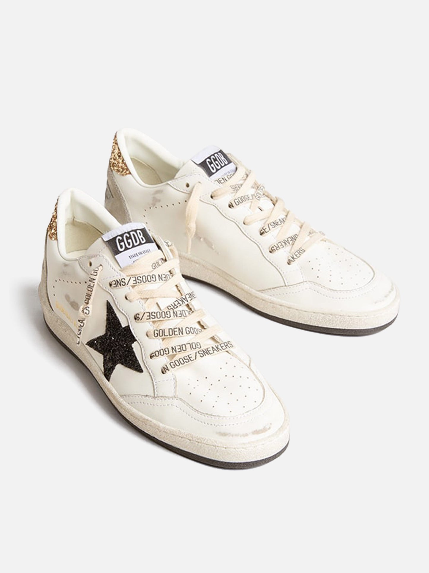 GOLDEN GOOSE - Sneakers Ball Star aus Leder mit Glitter für Damen