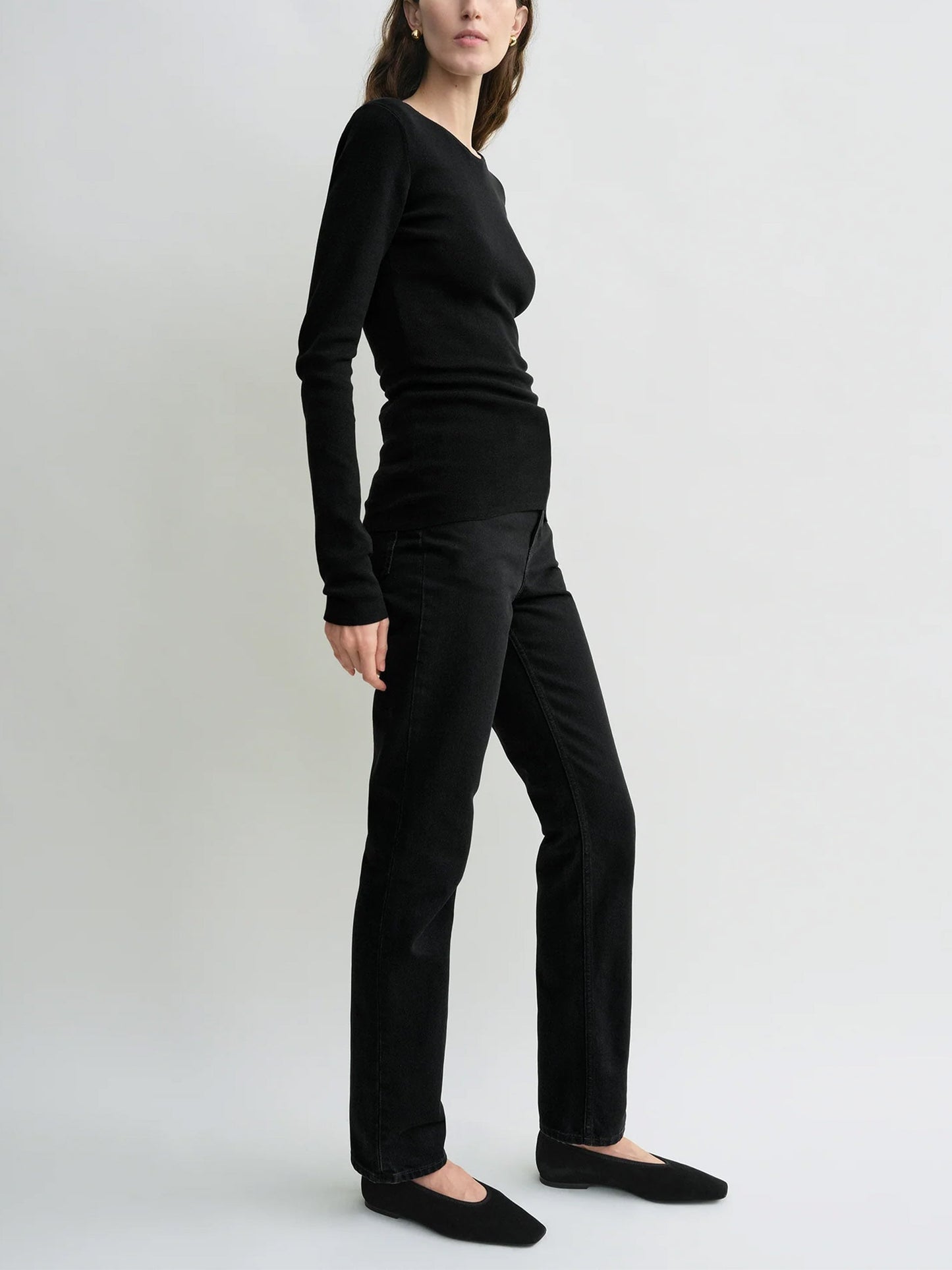 TOTEME - Longsleeve-Top aus Baumwoll-Crêpe für Damen Schwarz - Black