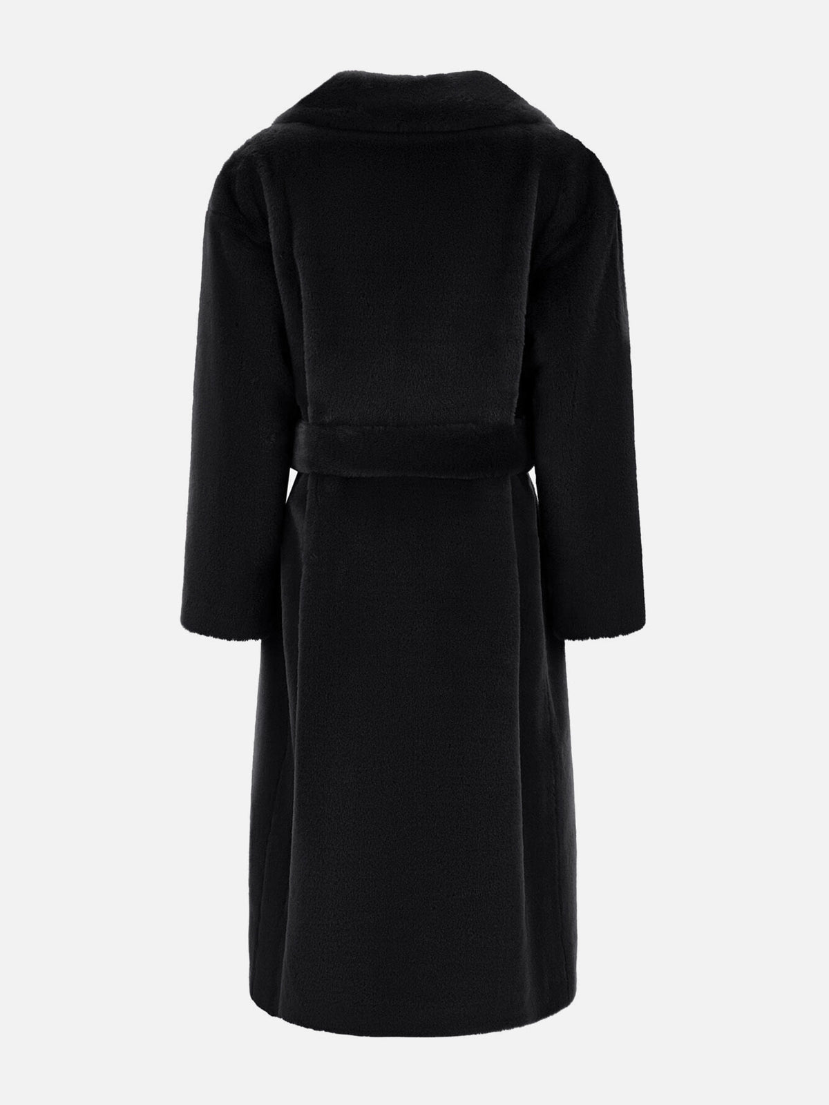 Herno – Langer Mantel aus Kunstpelz mit Gürtel für Damen Schwarz - Black