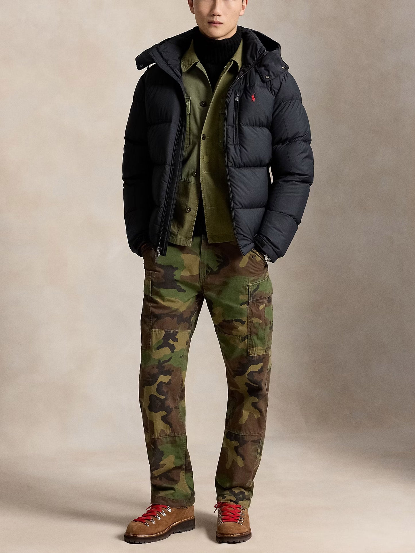 Polo ralph lauren Matte Daunenjacke Gorham mit Kapuze für Herren Schwarz