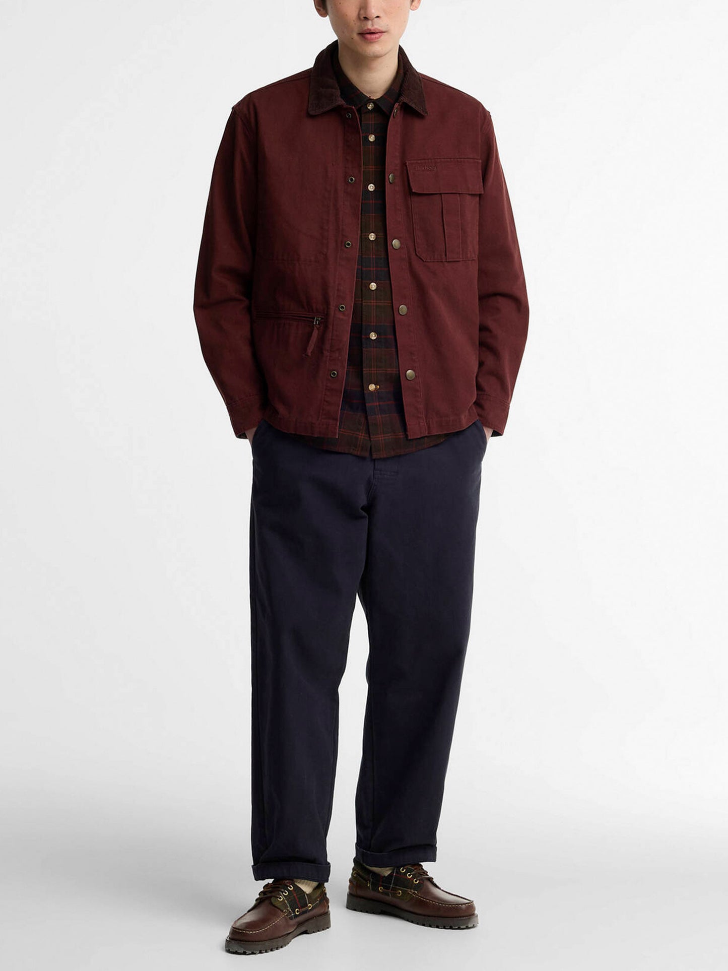 Barbour Overshirt Ursula aus Baumwoll-Canvas Dunkelrot