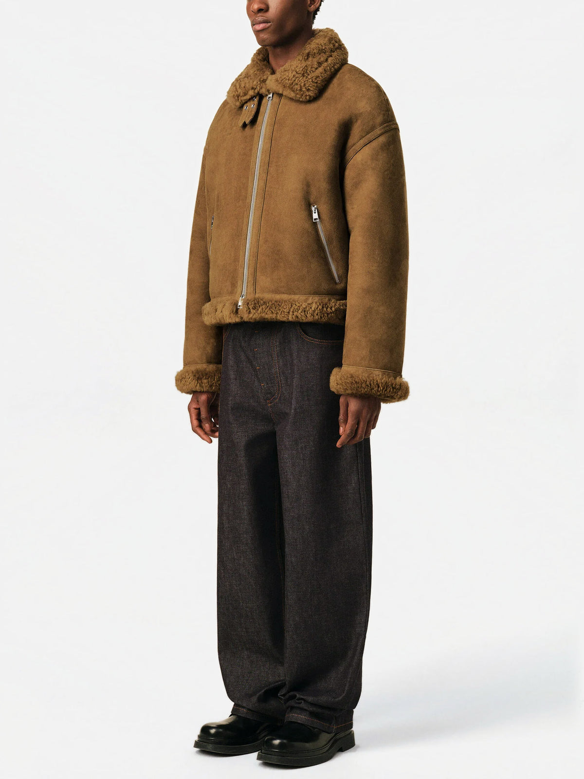 Ami paris Aviator-Jacke aus Shearling für Herren Braun