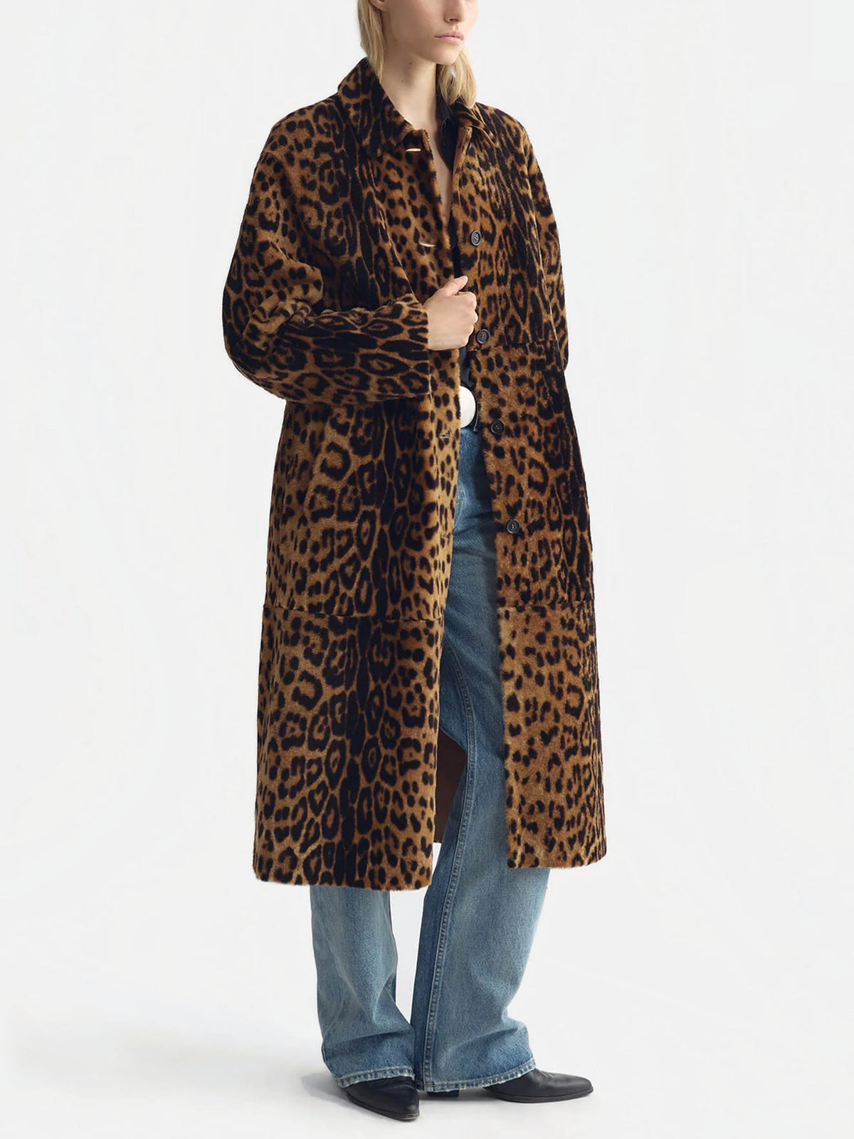 Nili lotan Shearling-Mantel Davelle für Damen Leopard