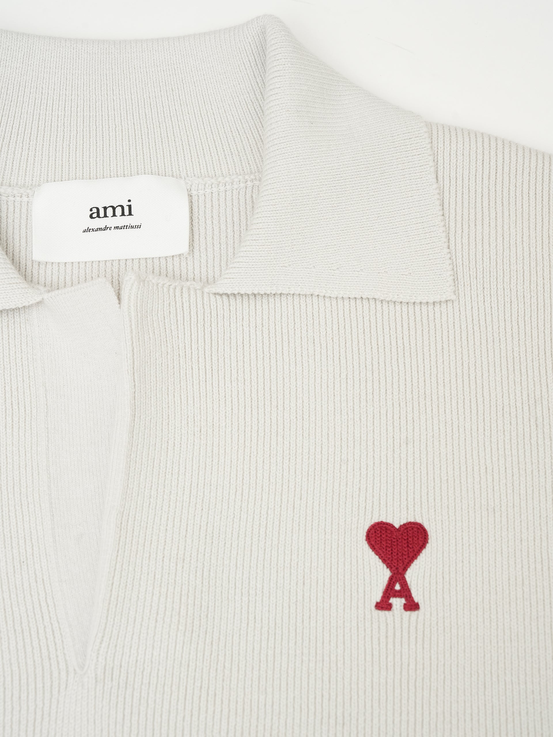 AMI PARIS - Ami De Coeur Pullover mit Polo-Kragen Kreide – Chalk