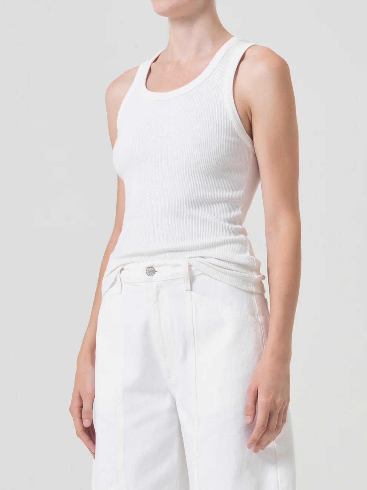 AGOLDE - Geripptes Poppy Tank Top Weiss – White