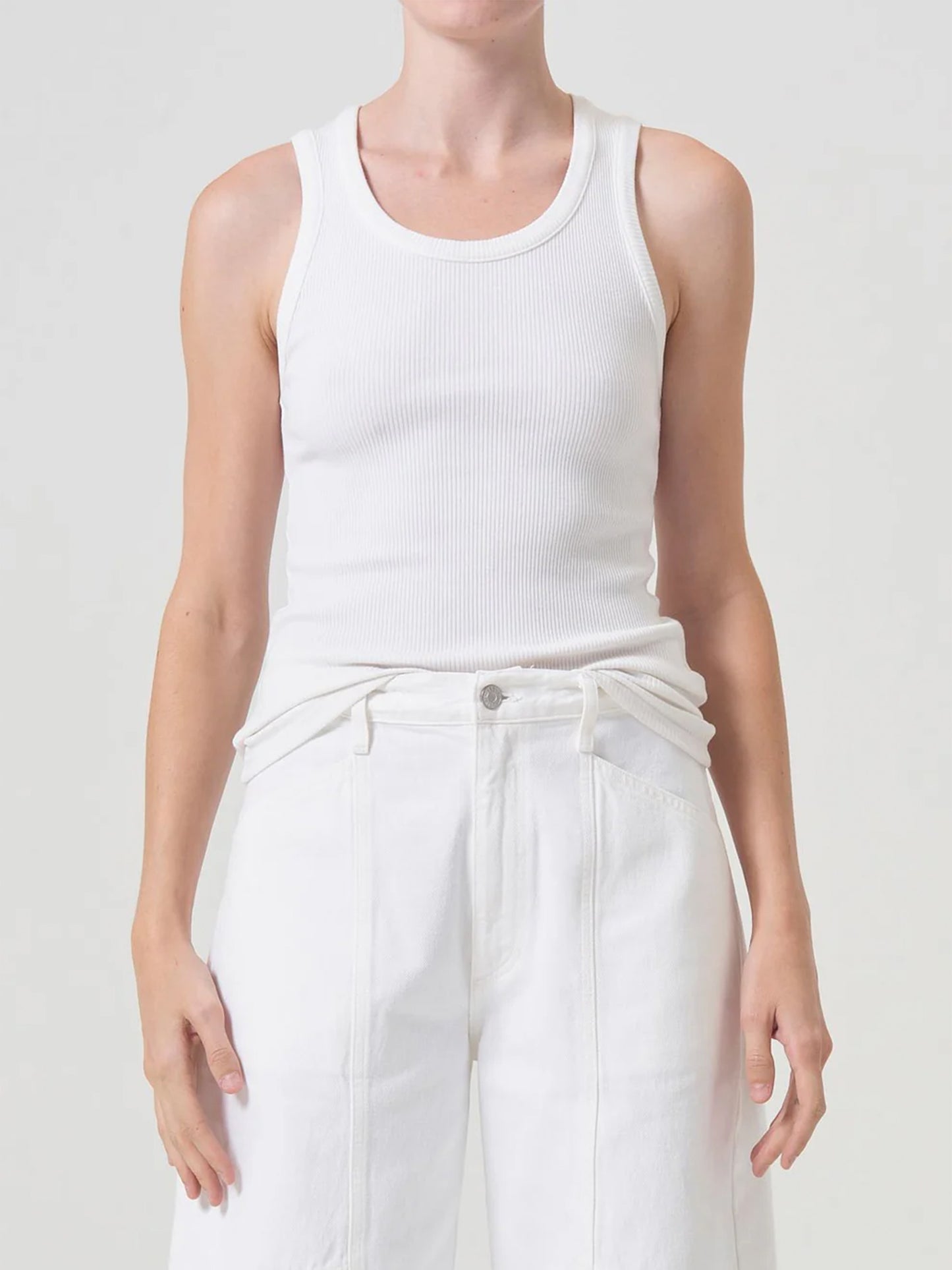 AGOLDE - Geripptes Poppy Tank Top Weiss – White