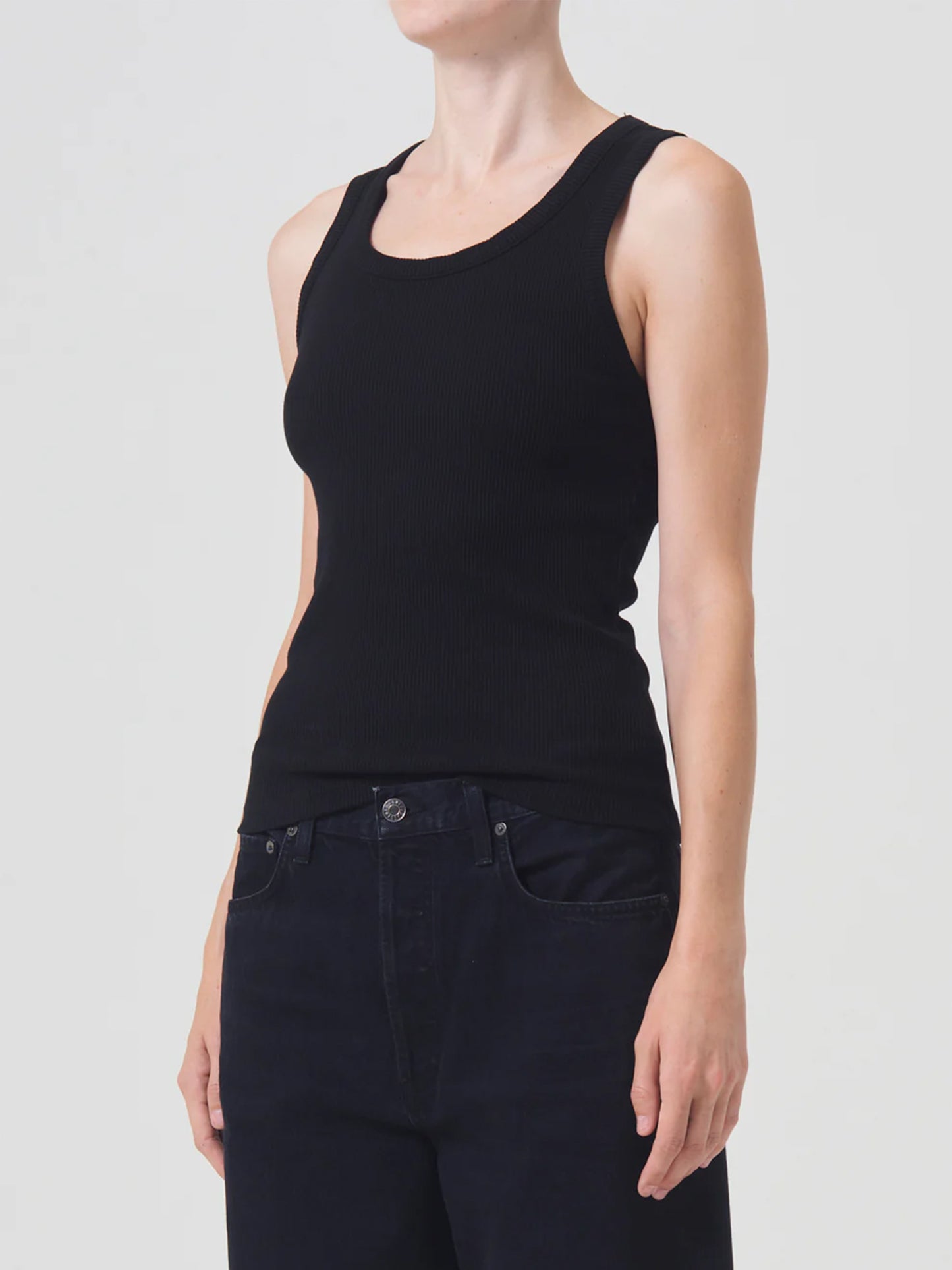 AGOLDE - Geripptes Poppy Tank Top Schwarz – Black