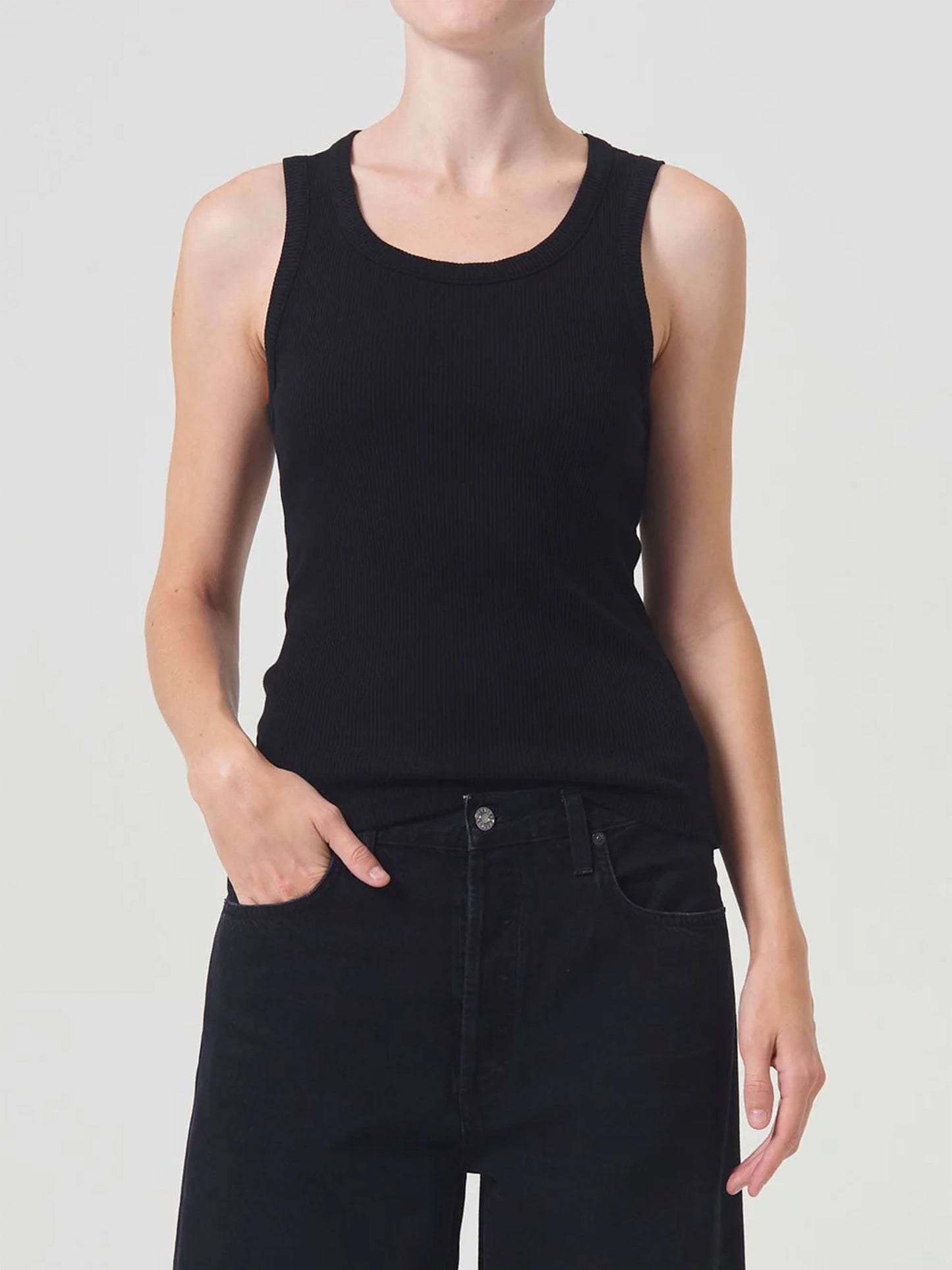 AGOLDE - Geripptes Poppy Tank Top Schwarz – Black