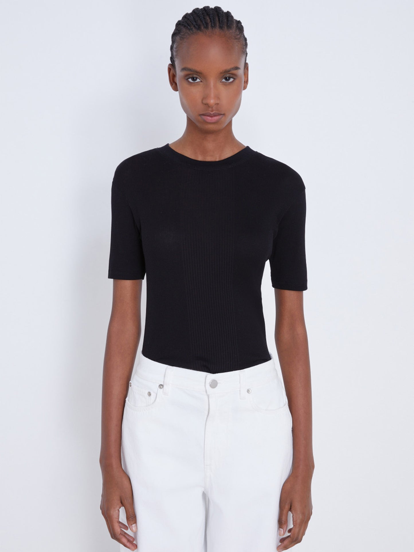 LOULOU STUDIO - Avalyn T-Shirt aus merzerisierter Baumwolle Schwarz – Black