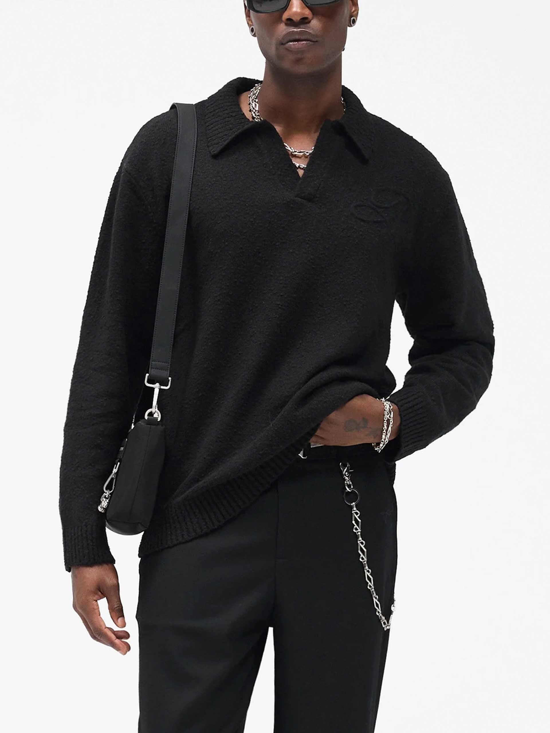 REPRESENT - Polo-Pullover mit Logo-Stickerei für Herren in Schwarz - Black