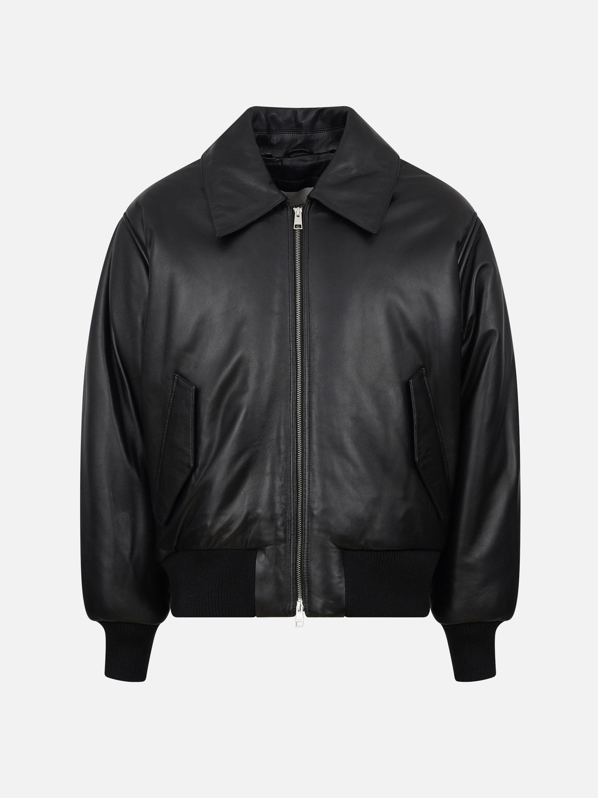 Ami paris Lederjacke mit Shearling-Kragen für Herren Schwarz