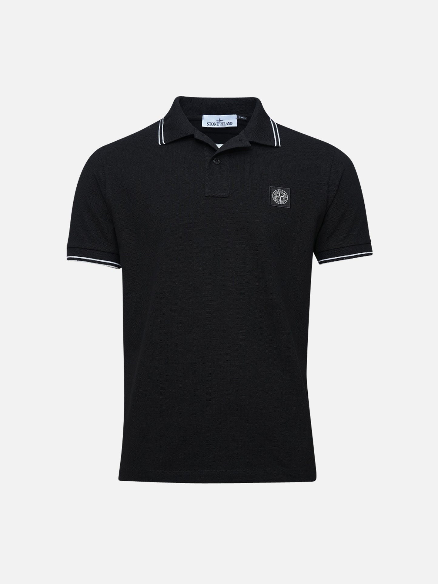 STONE ISLAND - Poloshirt mit Kompass-Patch Schwarz – Black
