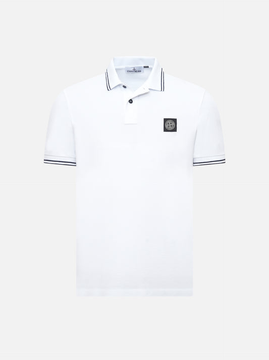 STONE ISLAND - Poloshirt mit Kompass-Patch Weiss – White