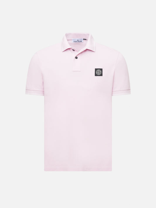 STONE ISLAND - Poloshirt mit Kompass-Patch Rosa – Pink