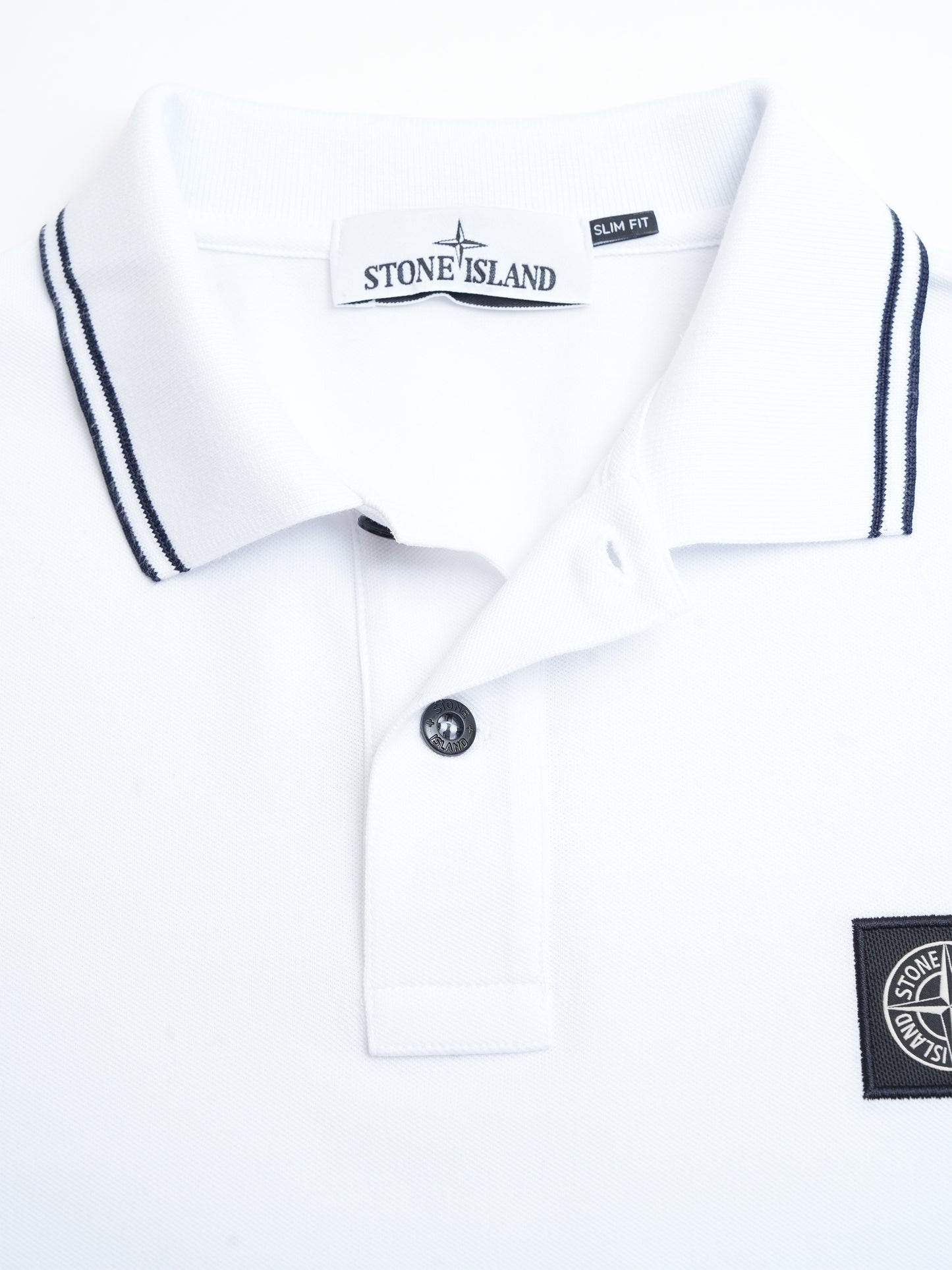 STONE ISLAND - Poloshirt mit Kompass-Patch Weiss – White