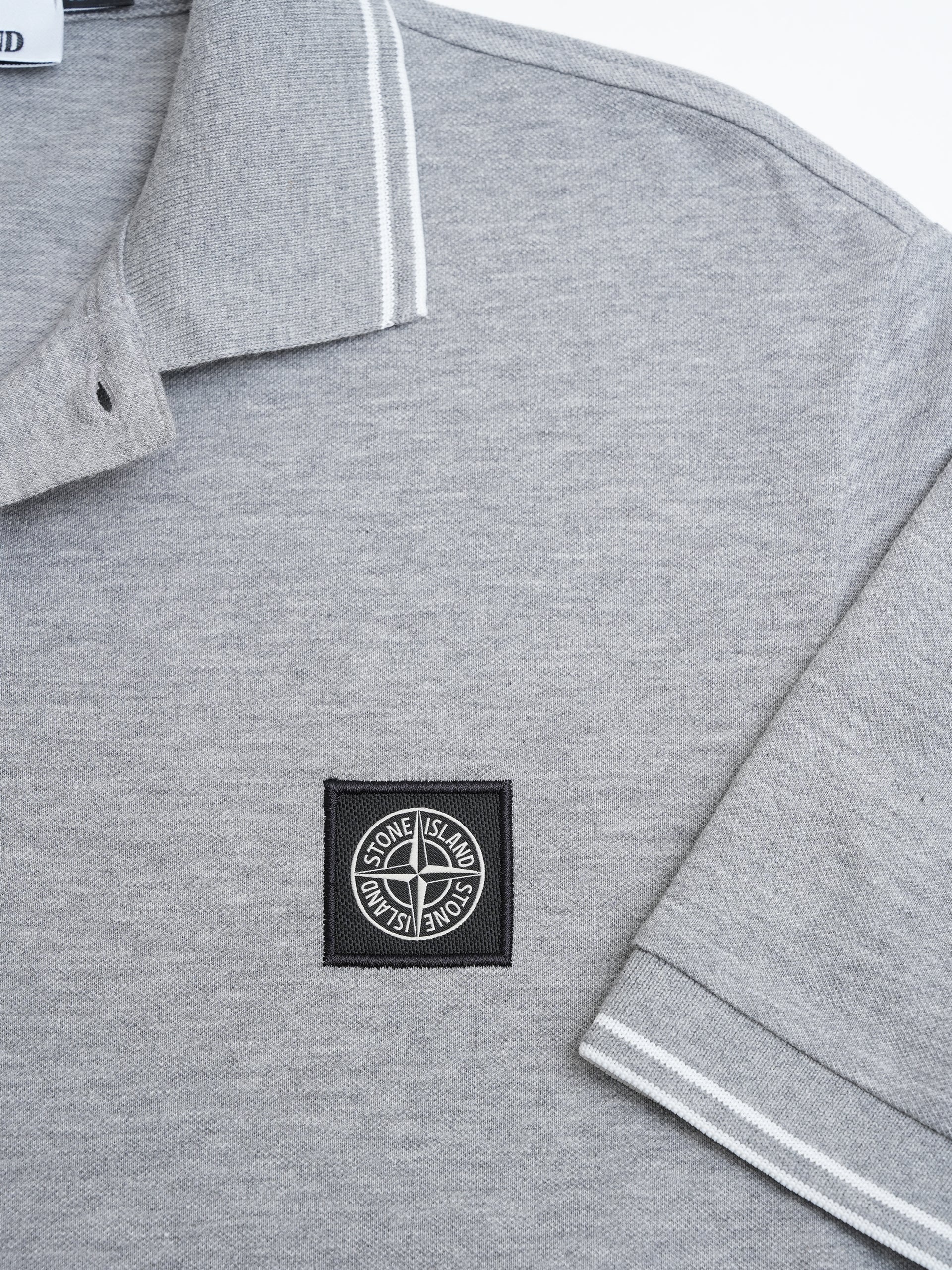 STONE ISLAND - Poloshirt mit Kompass-Patch Hellgrau – Light gray
