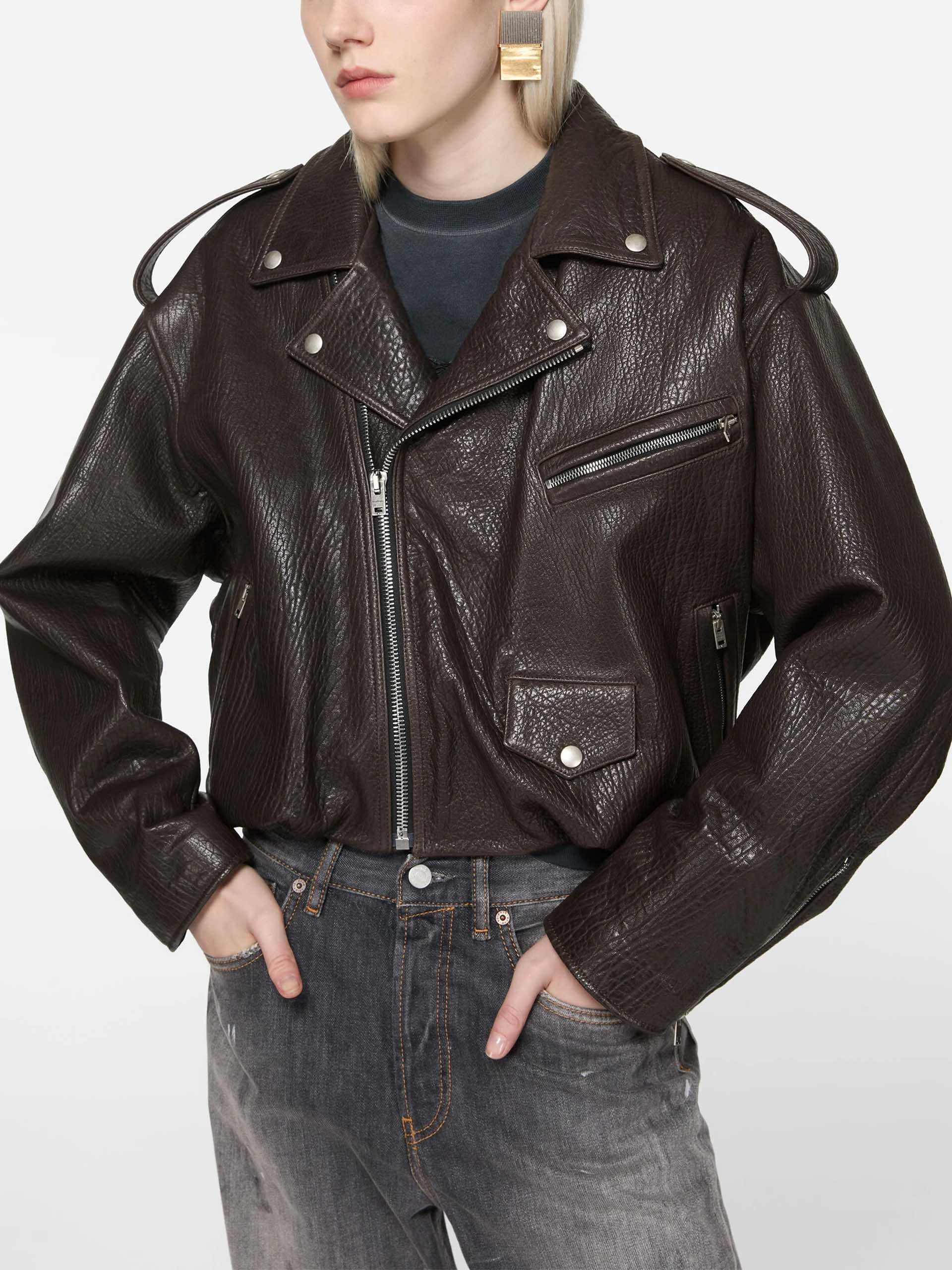 ACNE STUDIOS - Biker-Lederjacke für Damen in Braun - Brown