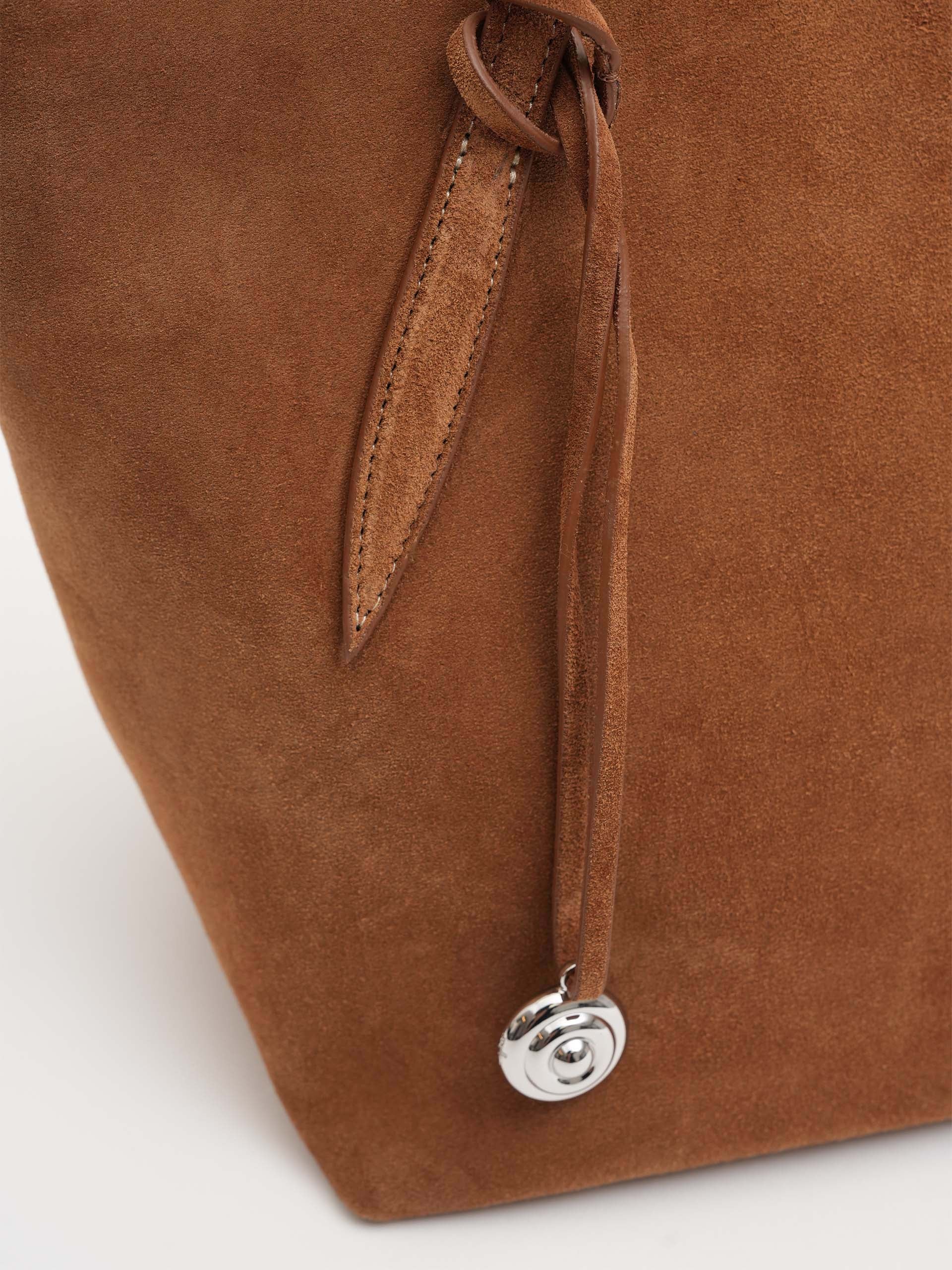 LIFFNER - Tote Bag Sprout Midi aus Veloursleder Cognacbraun - Saddle Brown