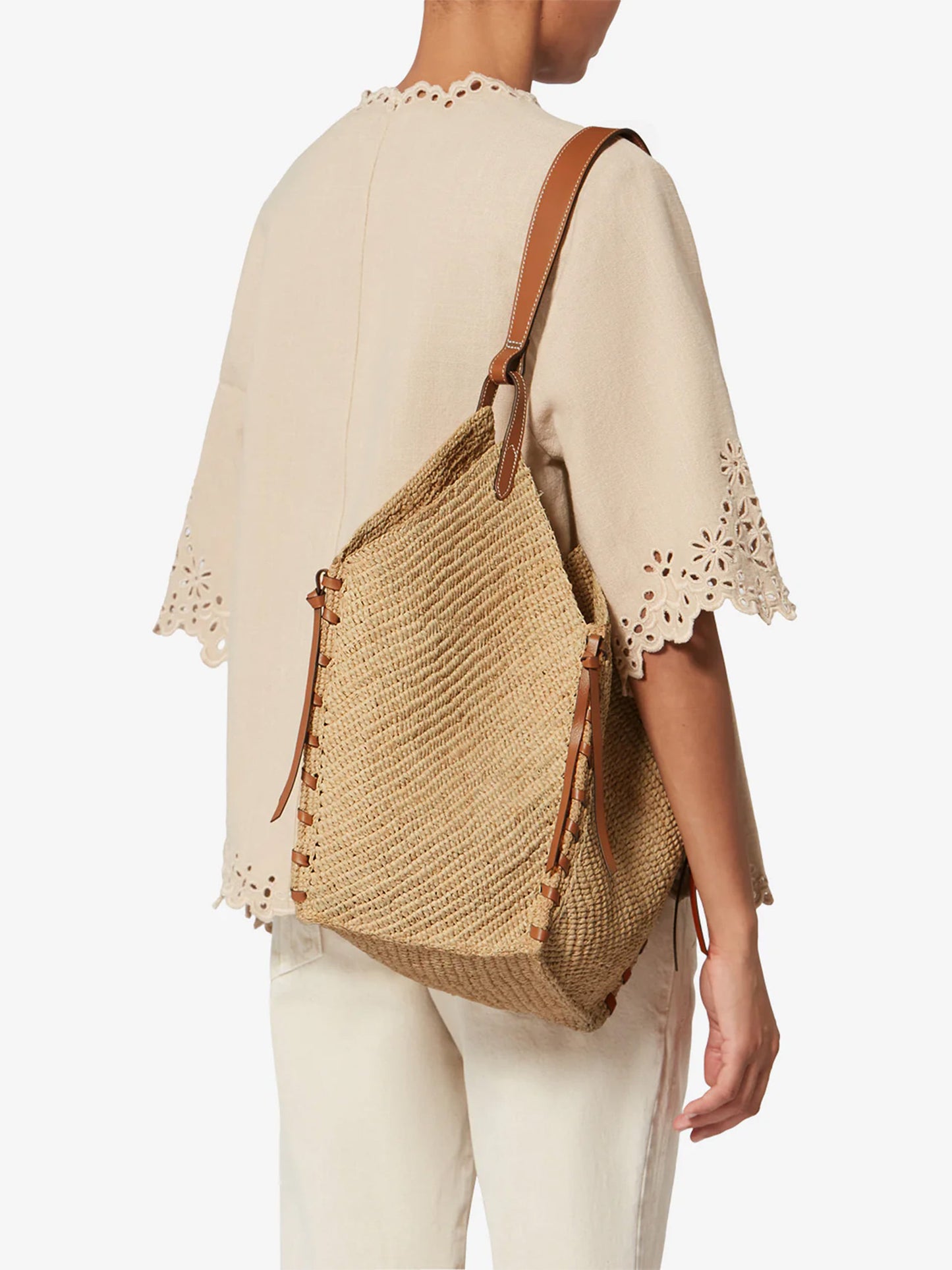 Isabel Marant – Tote Bag Tampa aus Raffia Cognac / Natur