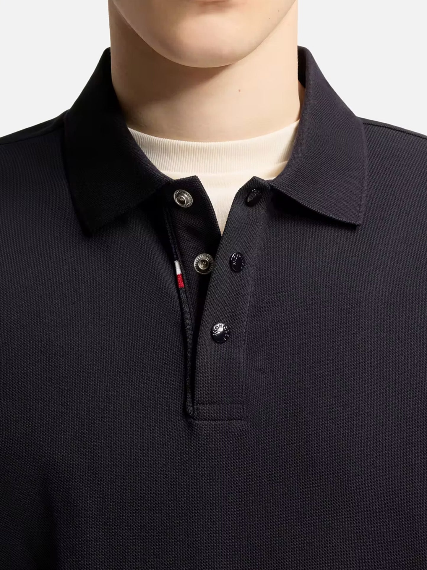 MONCLER - Langarm-Poloshirt aus Baumwollpiqué für Herren