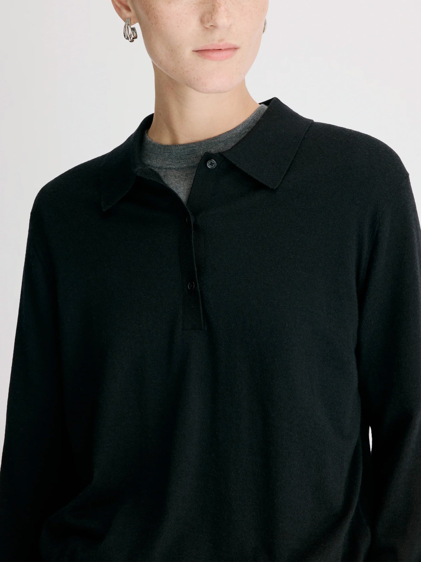 Loulou De Saison – Polo-Top Miles aus Kaschmir für Damen Schwarz - Black