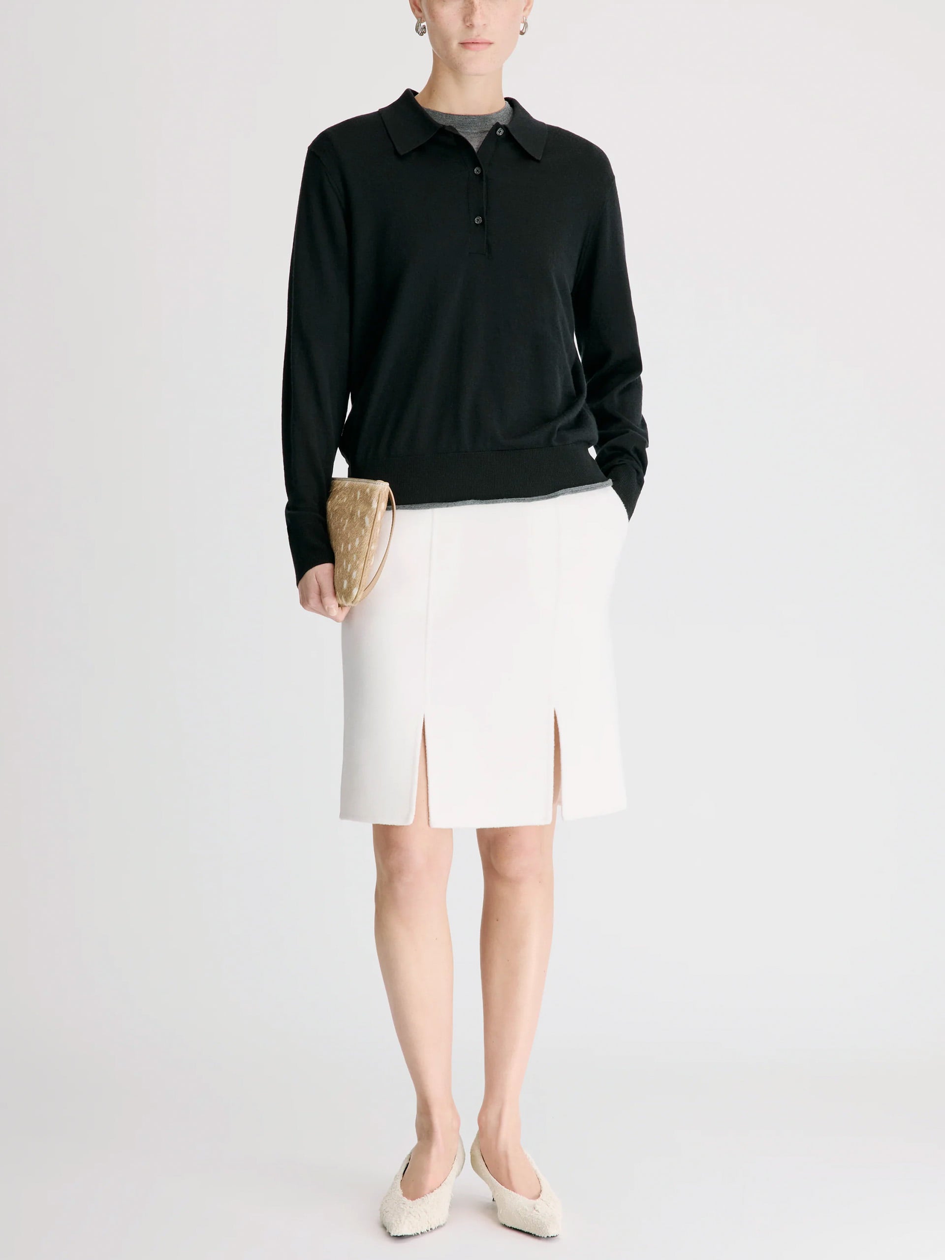 Loulou De Saison – Polo-Top Miles aus Kaschmir für Damen Schwarz - Black