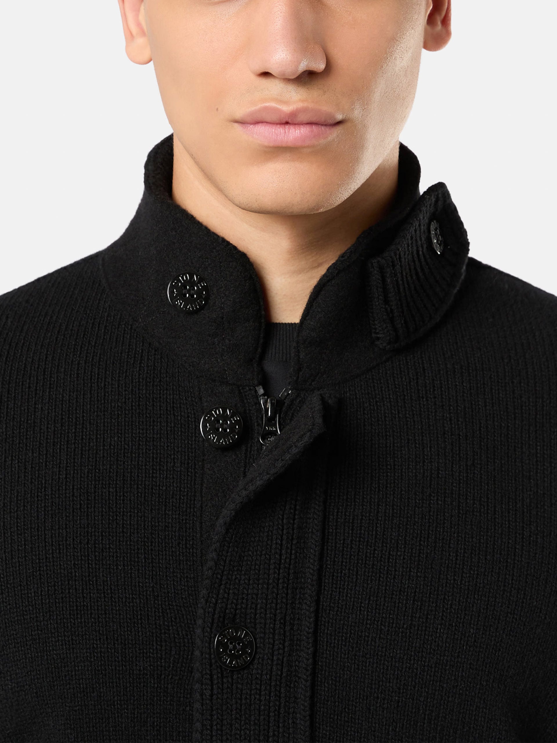 Stone Island – Strickjacke mit Reißverschluss für Herren Schwarz - Black