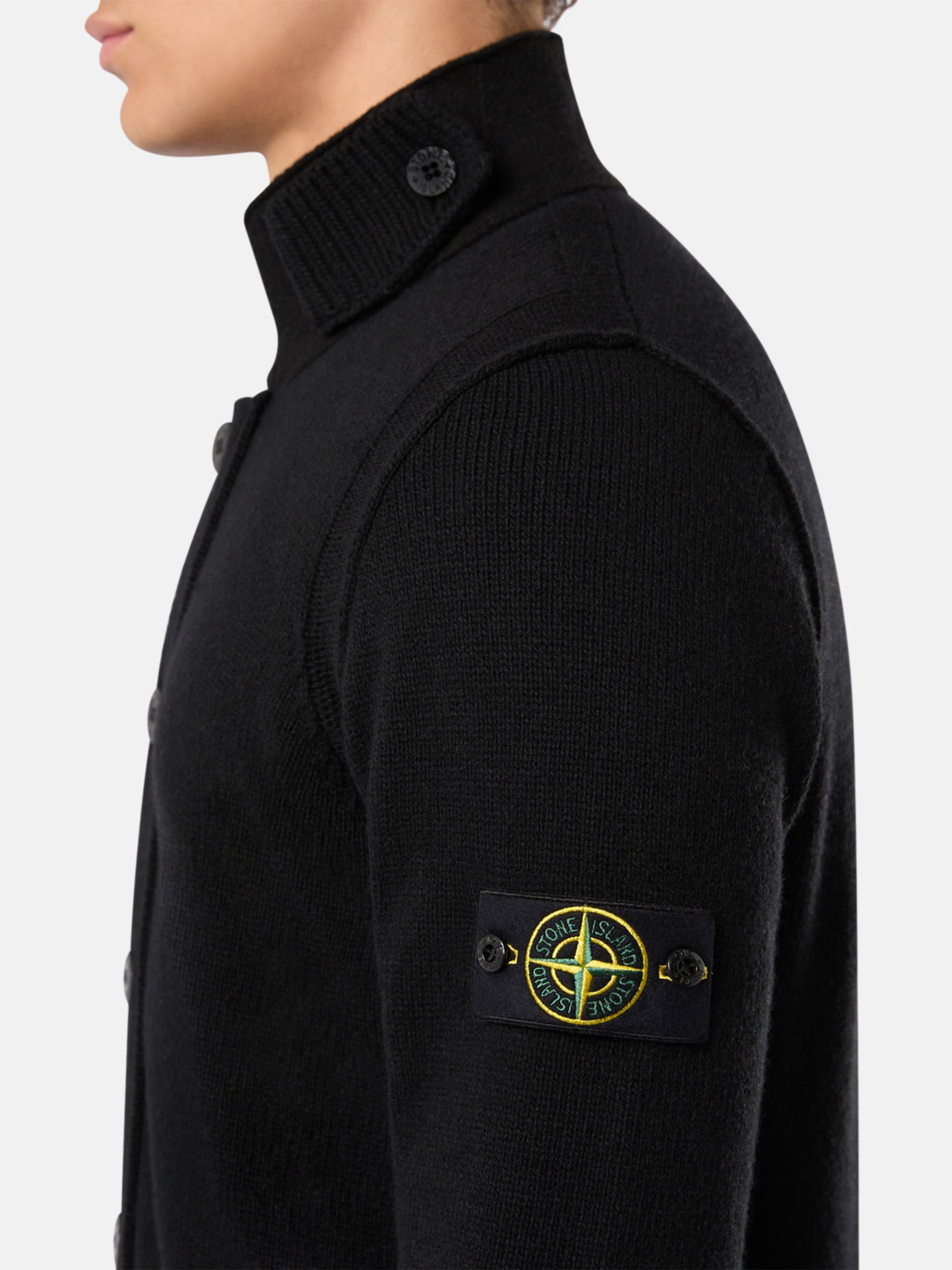 Stone Island – Strickjacke mit Reißverschluss für Herren Schwarz - Black